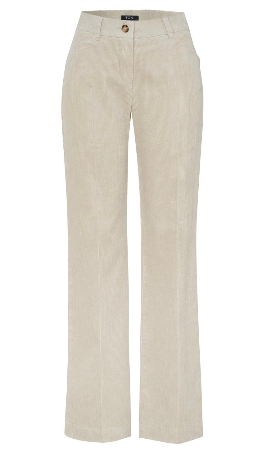 PANTALON FLARE EN VELOURS COTELE TONI 1214/21 3102#COLOR_070/ECRU