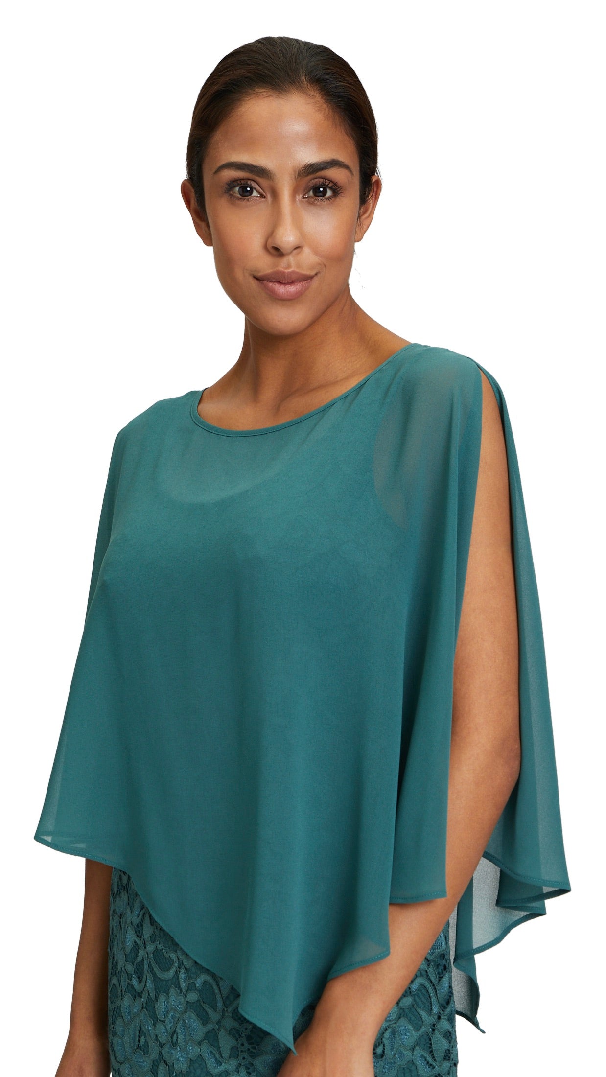 ROBE EN DENTELLE AVEC SUPERPOSITION VOILE 0273 4817 VERA MONT VERT