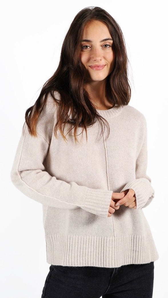 PULL COL ROND OVERSIZE EN CACHEMURE JARDIN PRIVE#COLOR_173/CREME