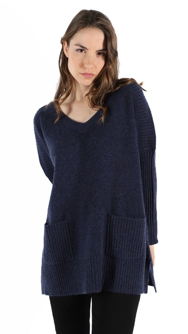 PULL V EN CACHEMIRE JARDIN PRIVE PU1699#COLOR_C198/ARDOISE