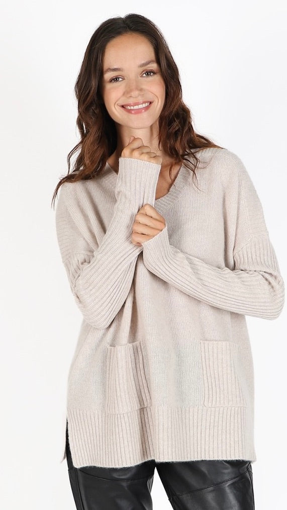 PULL V EN CACHEMIRE JARDIN PRIVE PU1699#COLOR_C173/CREME