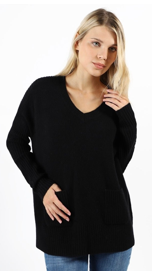 PULL V EN CACHEMIRE JARDIN PRIVE PU1699#COLOR_C10/NOIR