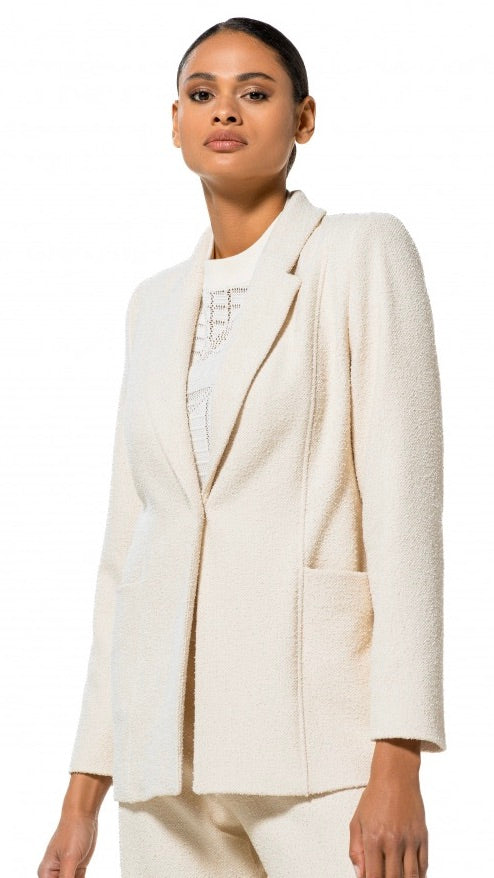 VESTE BLAZER EN MAILLE BOUCLETTE 4884 CAROLINE BISS ECRU 