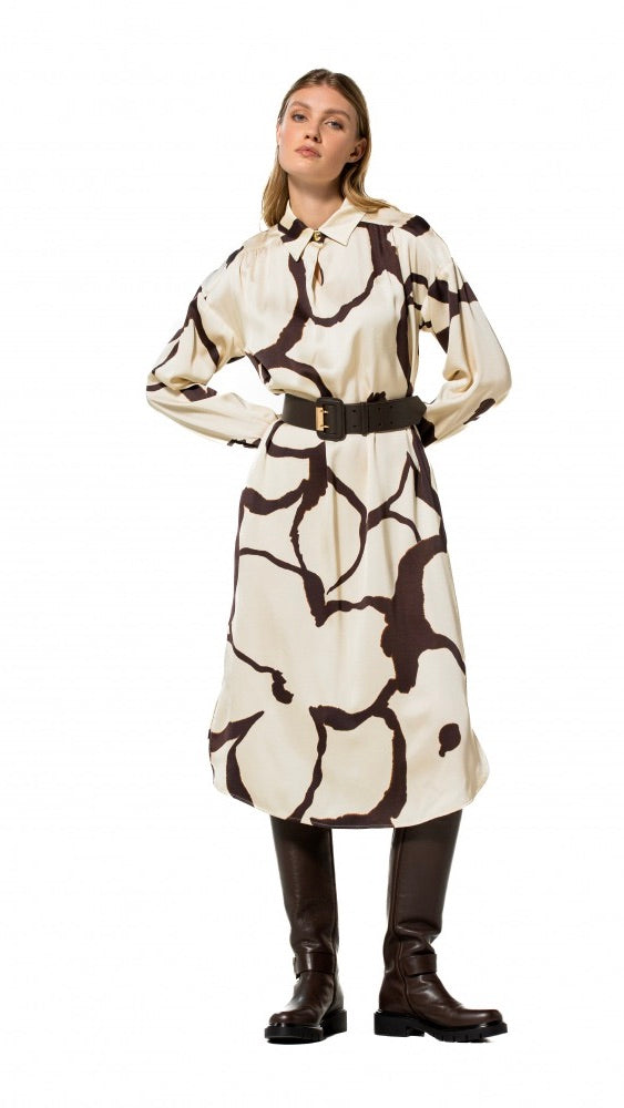 ROBE LONGUE IMPRIMEE CHOCO ECRU CAROLINE BISS 4110