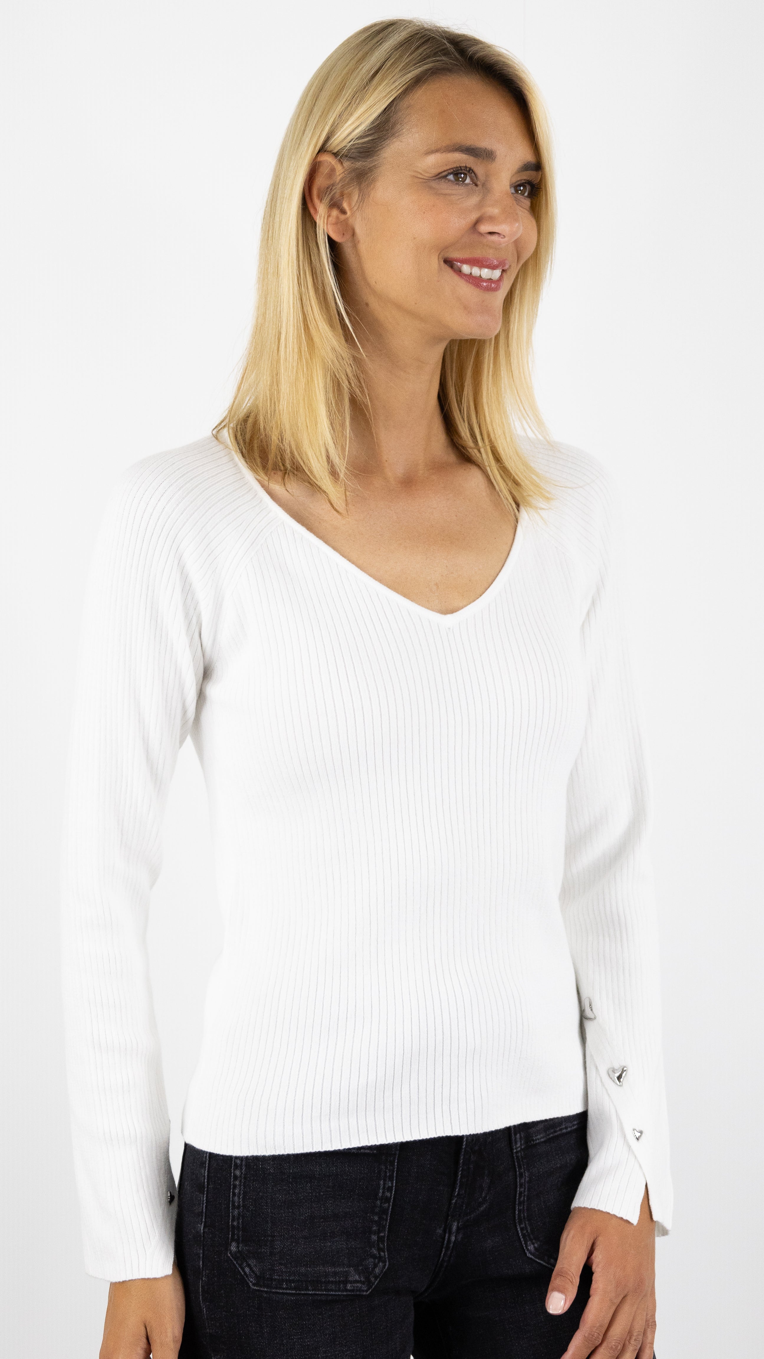 PULL V AJUSTE 4278 CAROLINE BISS ECRU#COLOR_91/ECRU