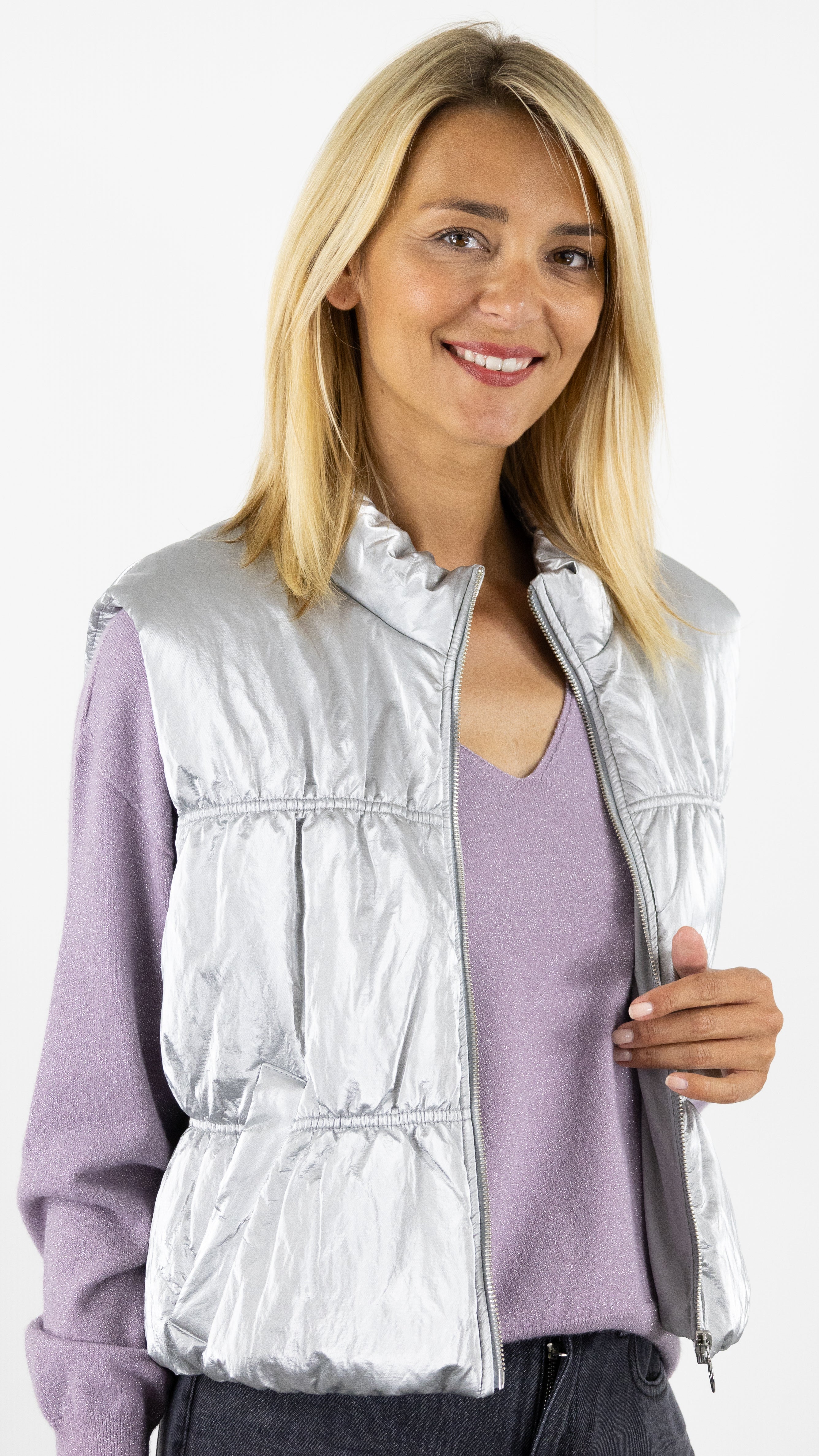 GILET DOUDOUNE SANS MANCHES CAROLINE BISS 4468 ARGENT