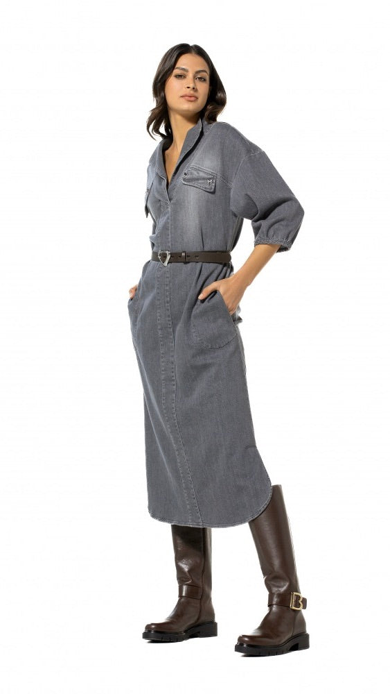 ROBE LONGUE EN JEANS CAROLINE BISS 4158 GRIS