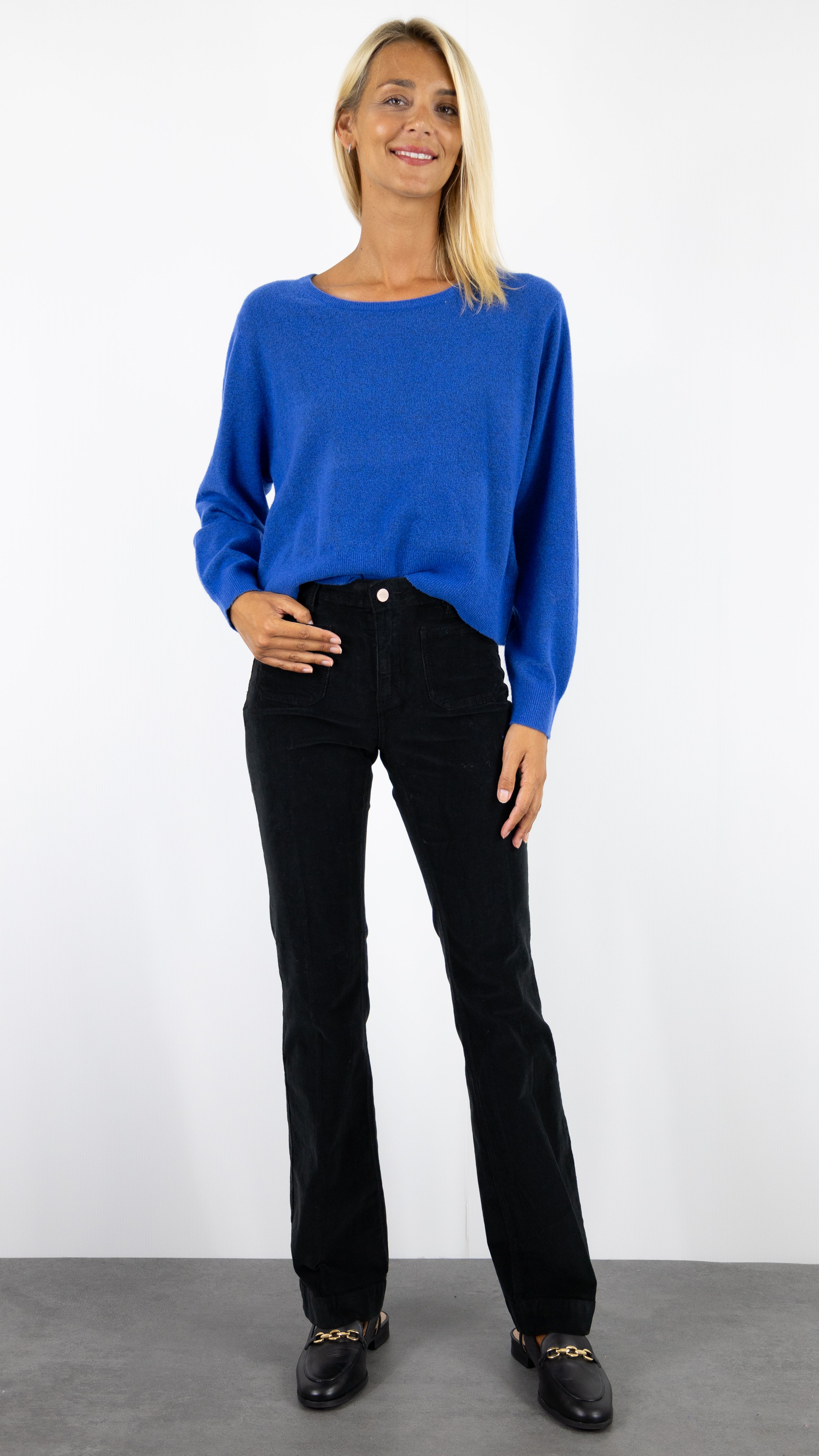 PANTALON FLARE EN VELOURS MILLERAIES TINYCORD JANE BLUE#COLOR_NOIR