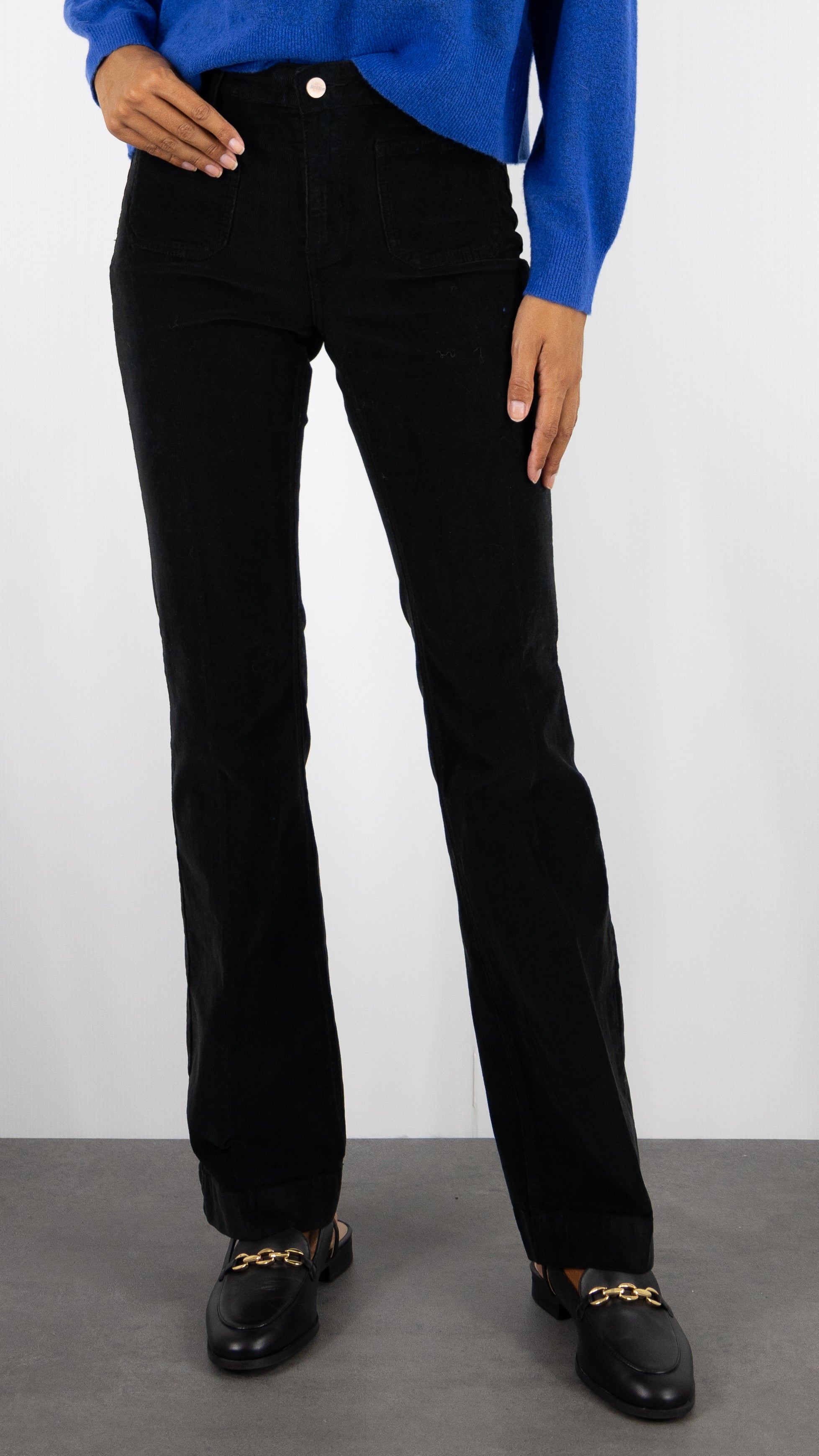 PANTALON FLARE EN VELOURS MILLERAIES TINYCORD JANE BLUE#COLOR_NOIR