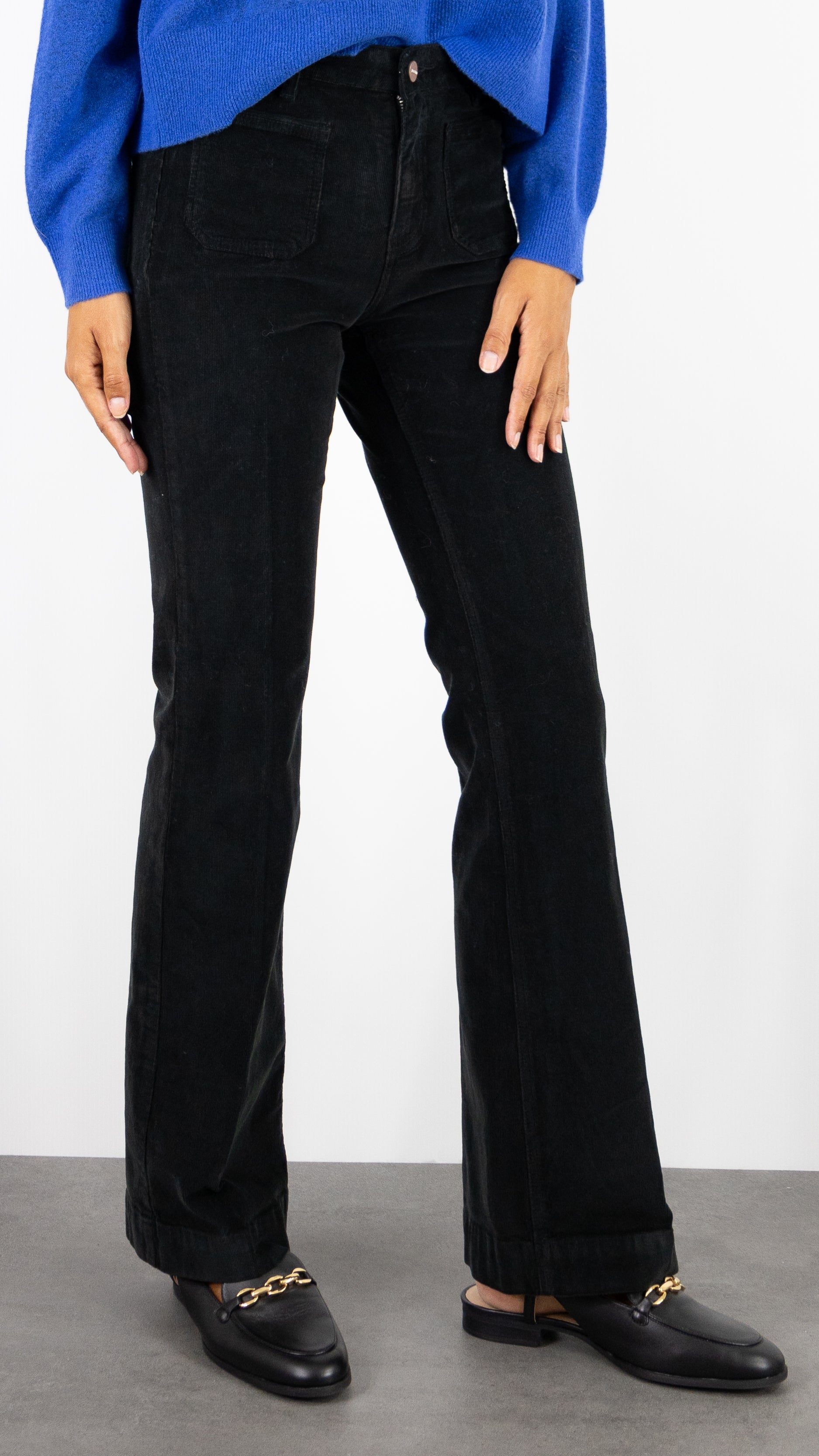 PANTALON FLARE EN VELOURS MILLERAIES TINYCORD JANE BLUE#COLOR_NOIR