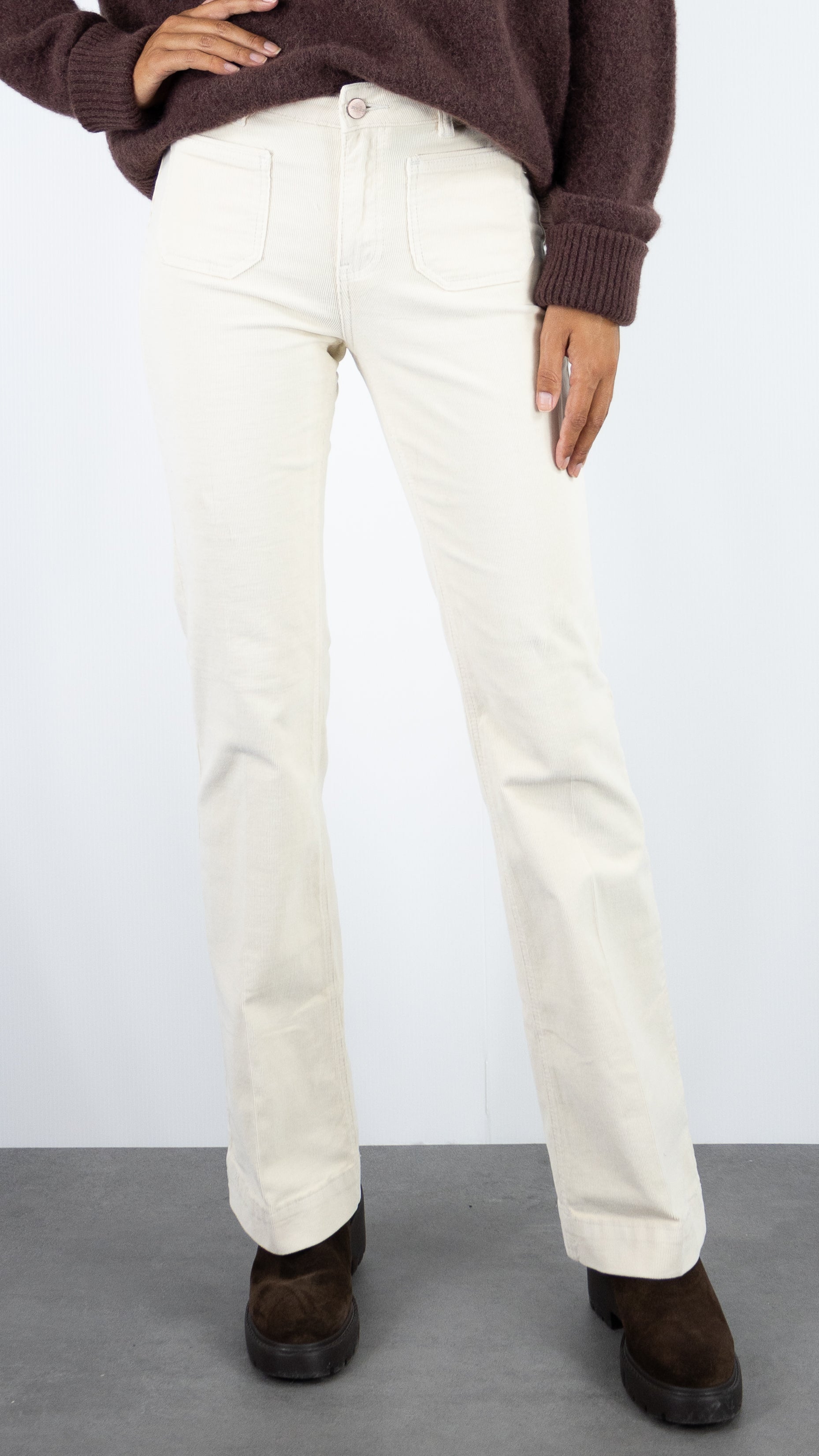 PANTALON FLARE EN VELOURS MILLERAIES TINYCORD JANE BLUE#COLOR_ECRU