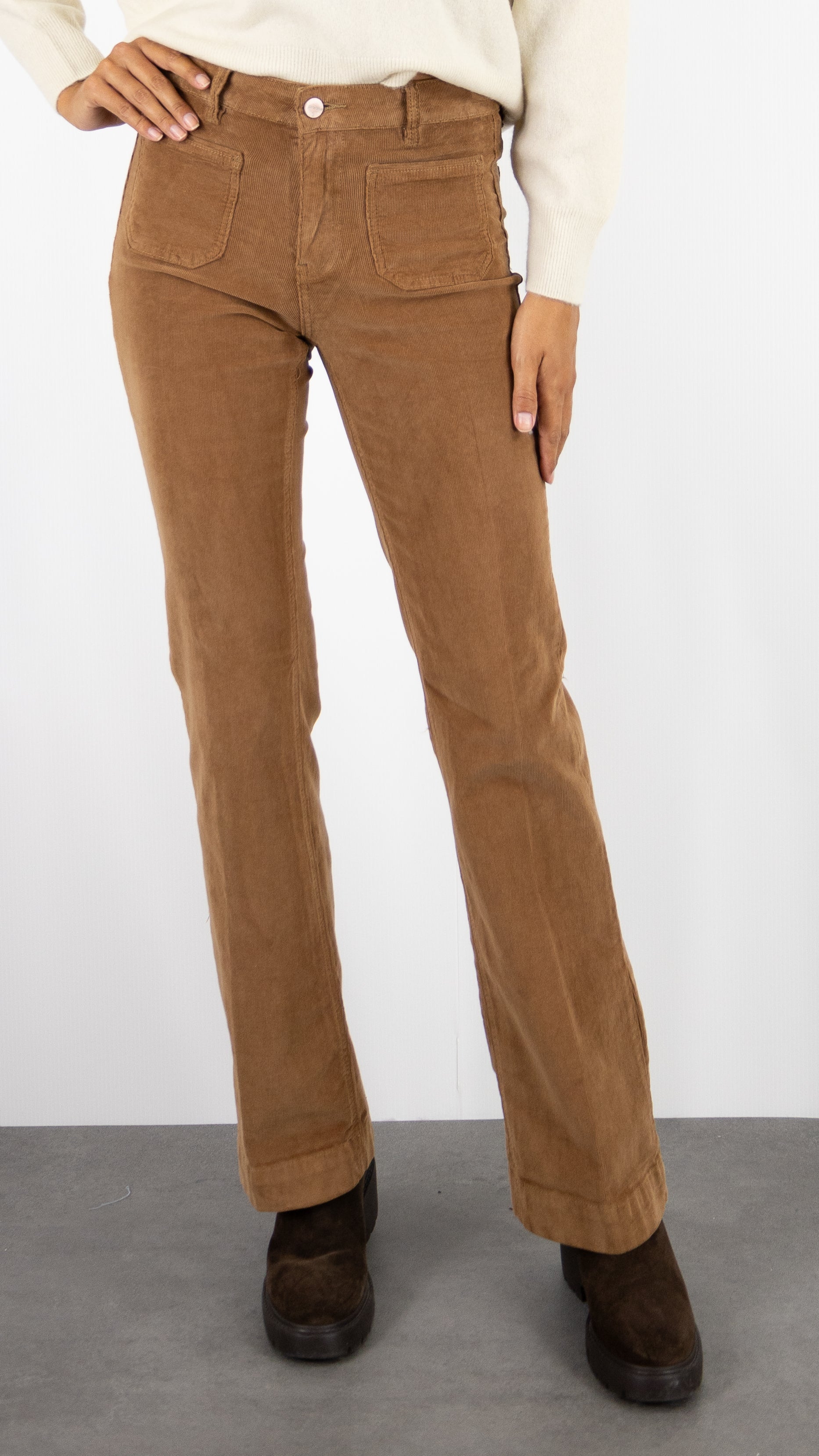 PANTALON FLARE EN VELOURS MILLERAIES TINYCORD JANE BLUE#COLOR_NOIX/CAMEL