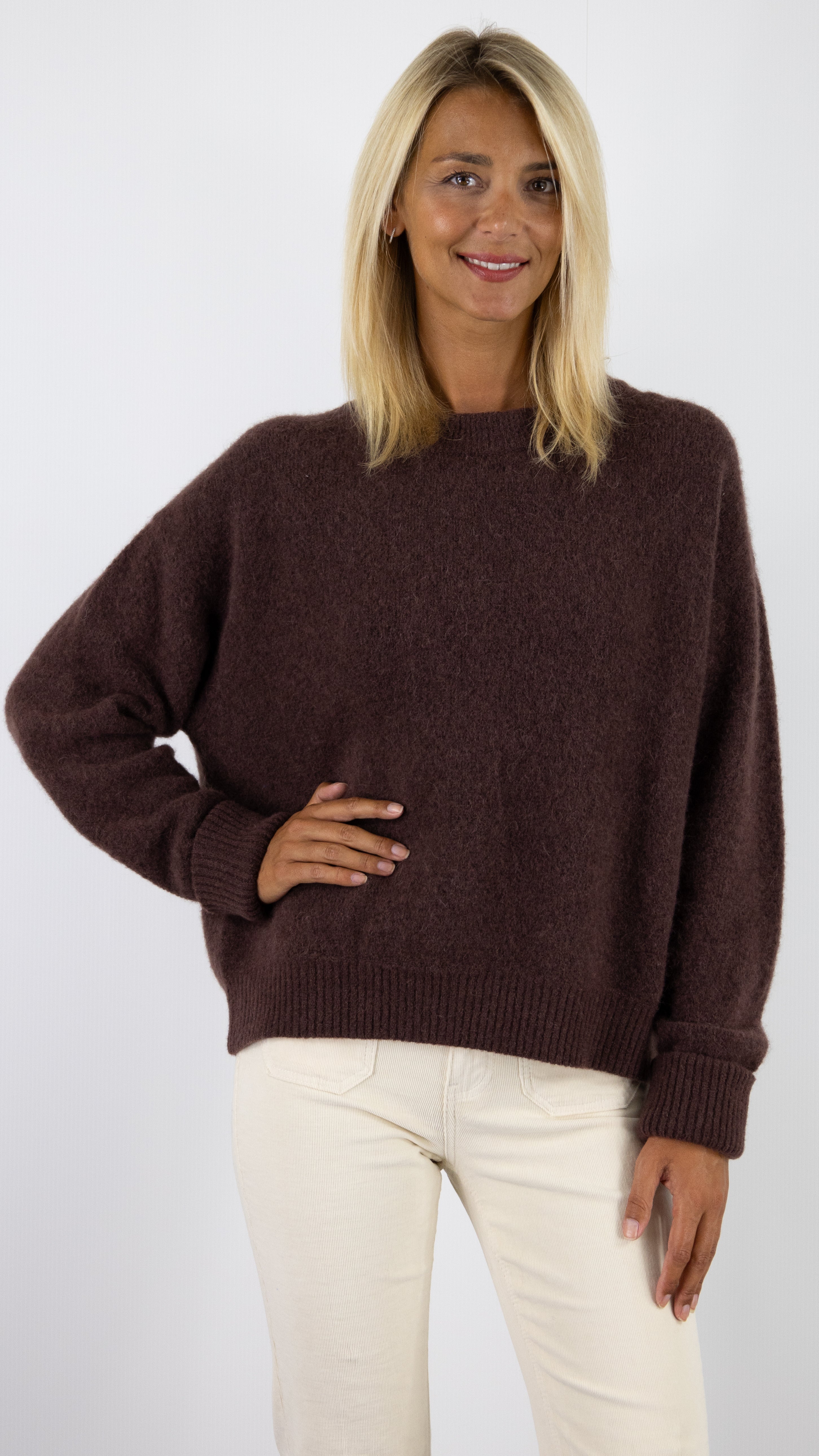 PULL COL ROND EN ALPAGA VITOW VITO18EH24 AMERICAN VINTAGE#COLOR_CHOCO CHINE