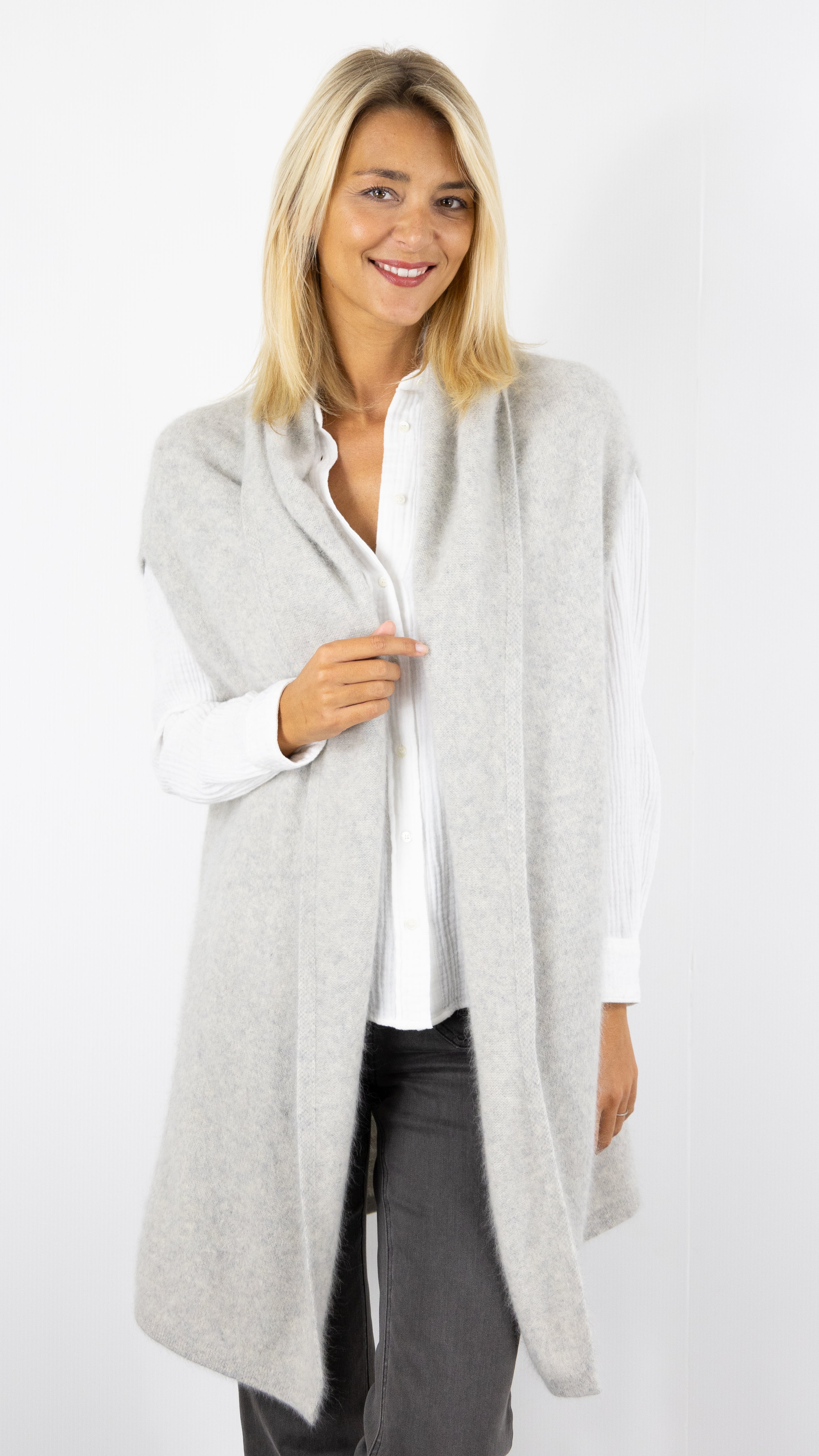 GILET SANS MANCHES COL CHALE ESTHEME WES2449HR#COLOR_1258/BRUME GRIS CLAIR