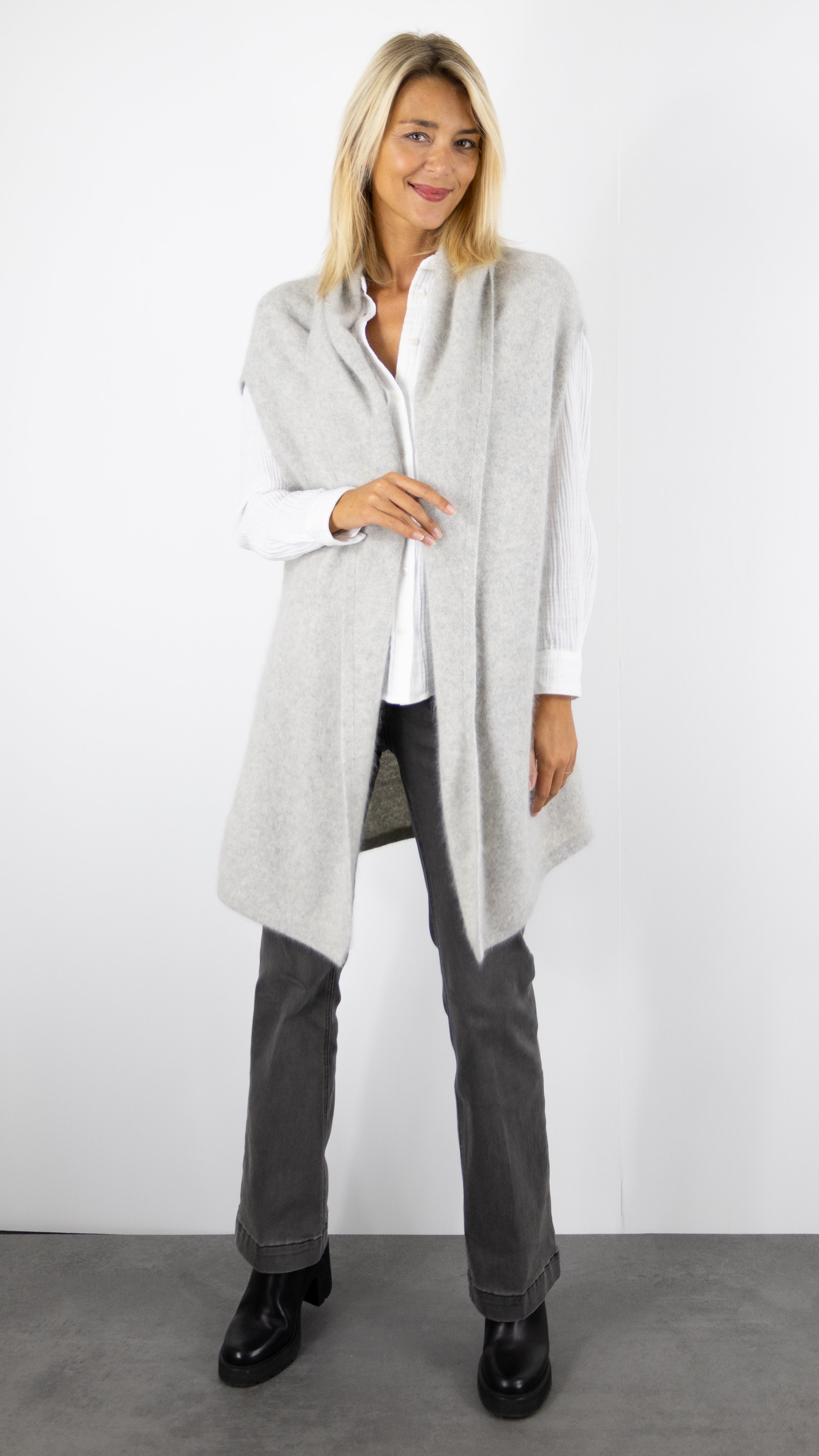 GILET SANS MANCHES COL CHALE ESTHEME WES2449HR#COLOR_1258/BRUME GRIS CLAIR