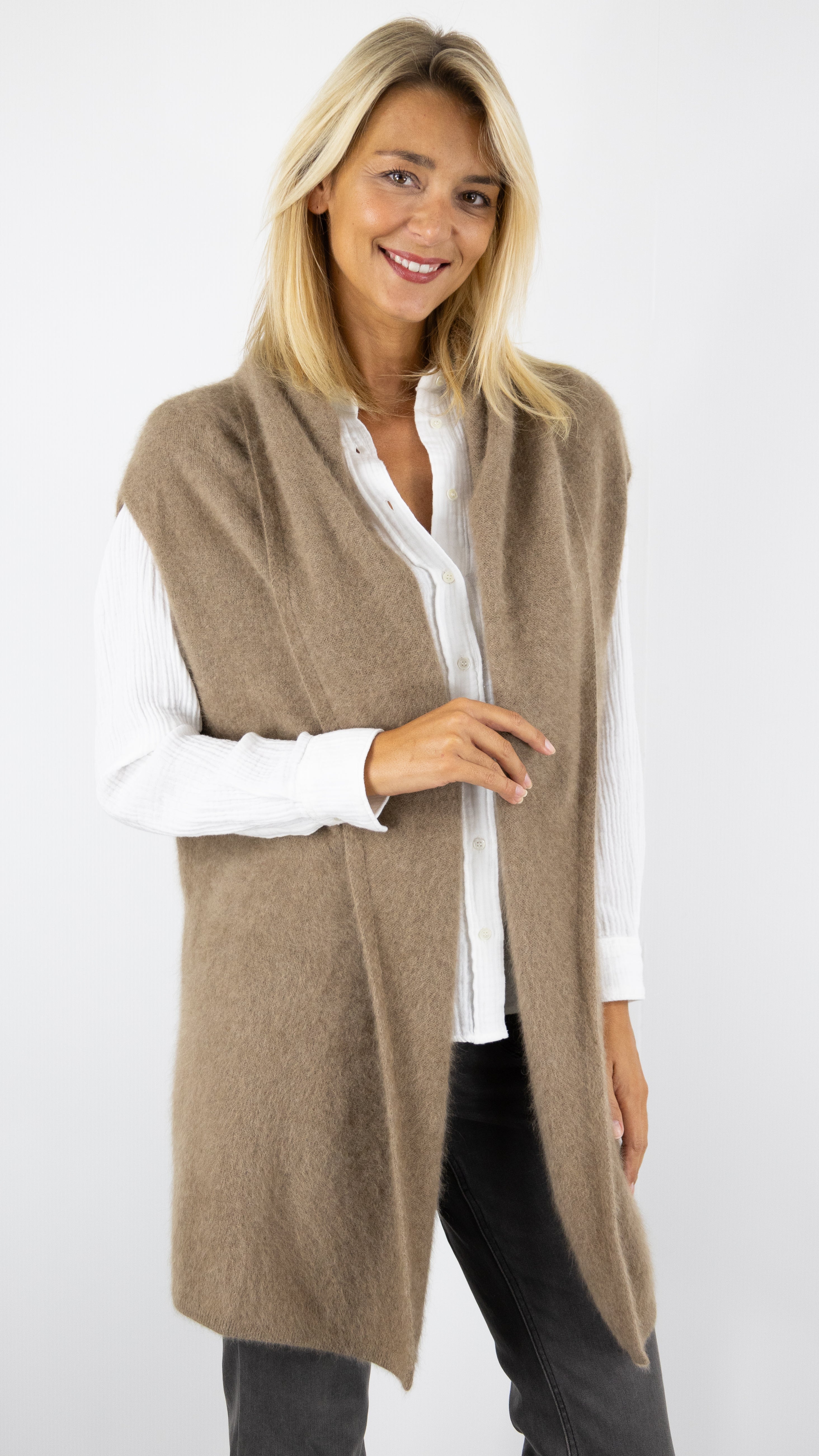 GILET SANS MANCHES COL CHALE ESTHEME WES2449HR#COLOR_1191/TAUPE