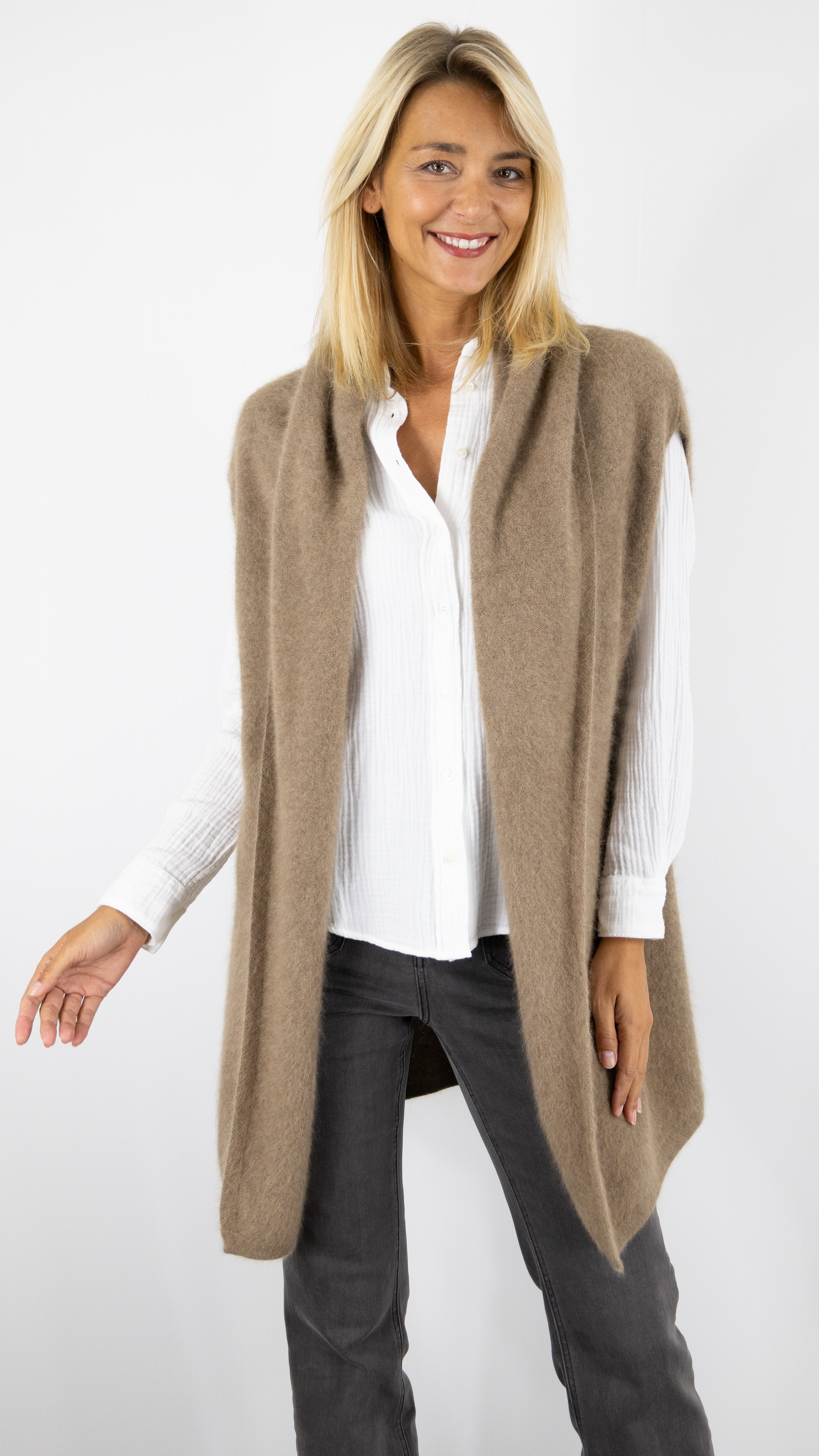 GILET SANS MANCHES COL CHALE ESTHEME WES2449HR#COLOR_1191/TAUPE