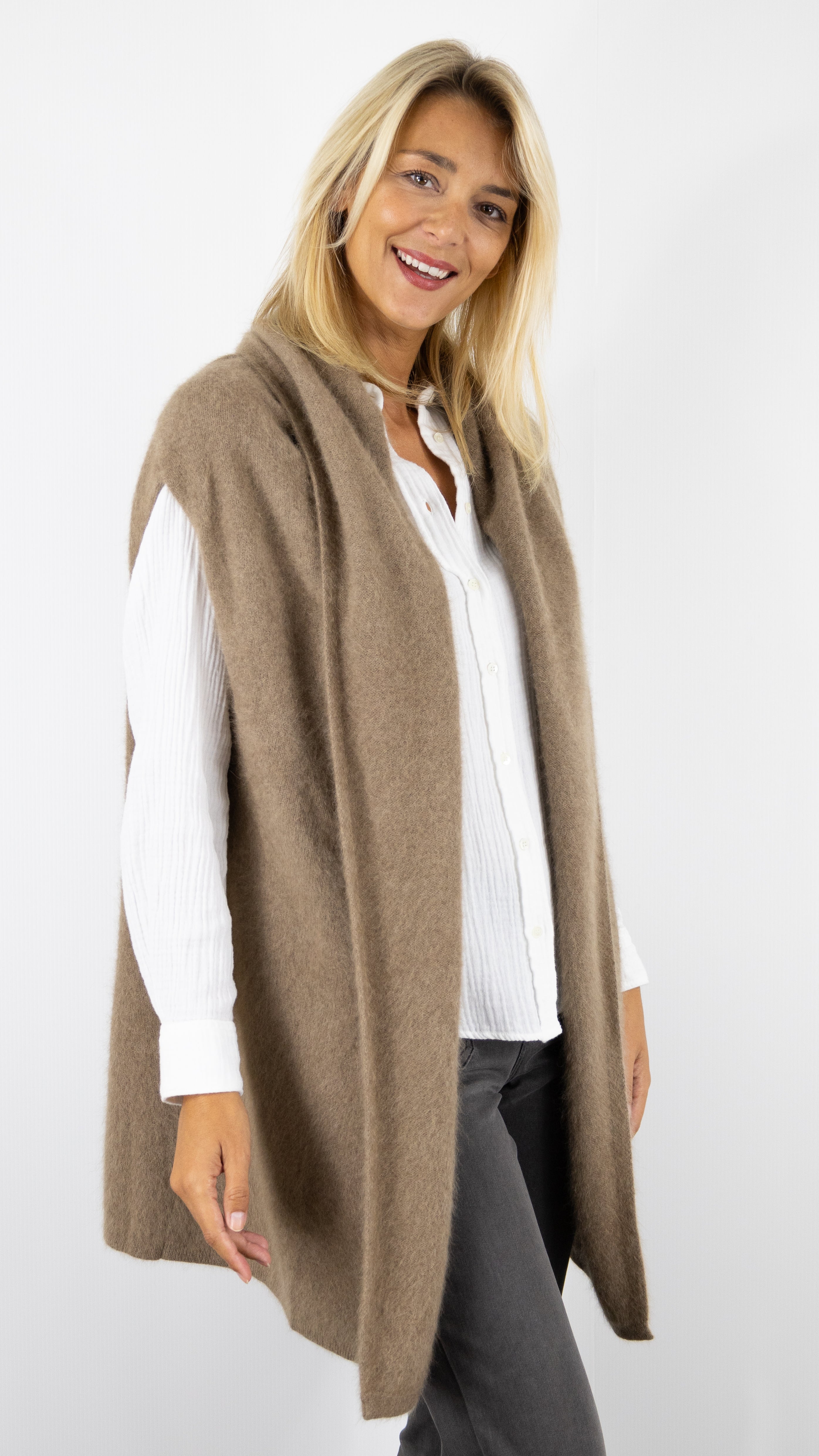 GILET SANS MANCHES COL CHALE ESTHEME WES2449HR#COLOR_1191/TAUPE