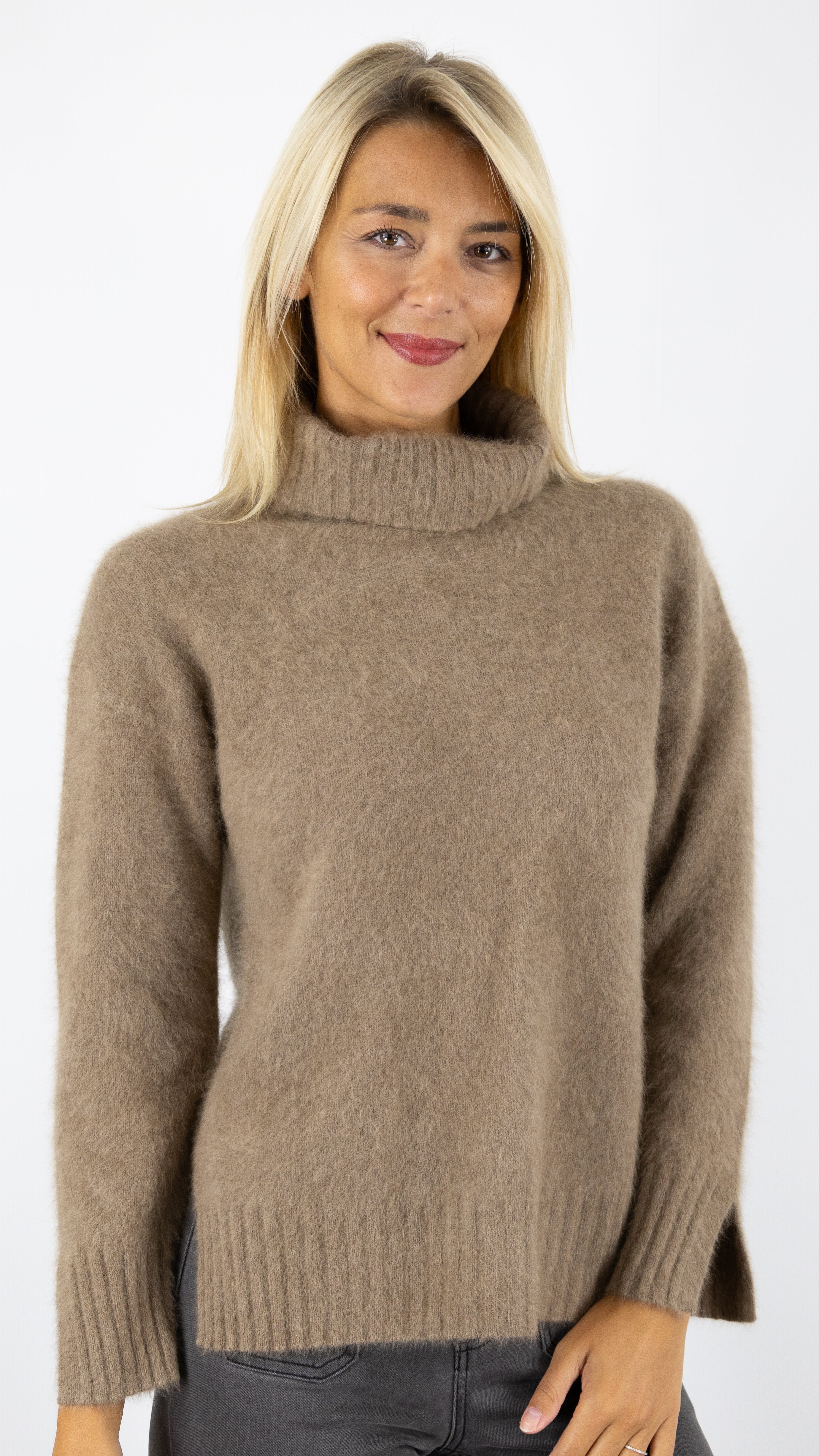 PULL COL ROULE EN RACCOON ESTHEME 24BBSW12R#COLOR_1191/TAUPE