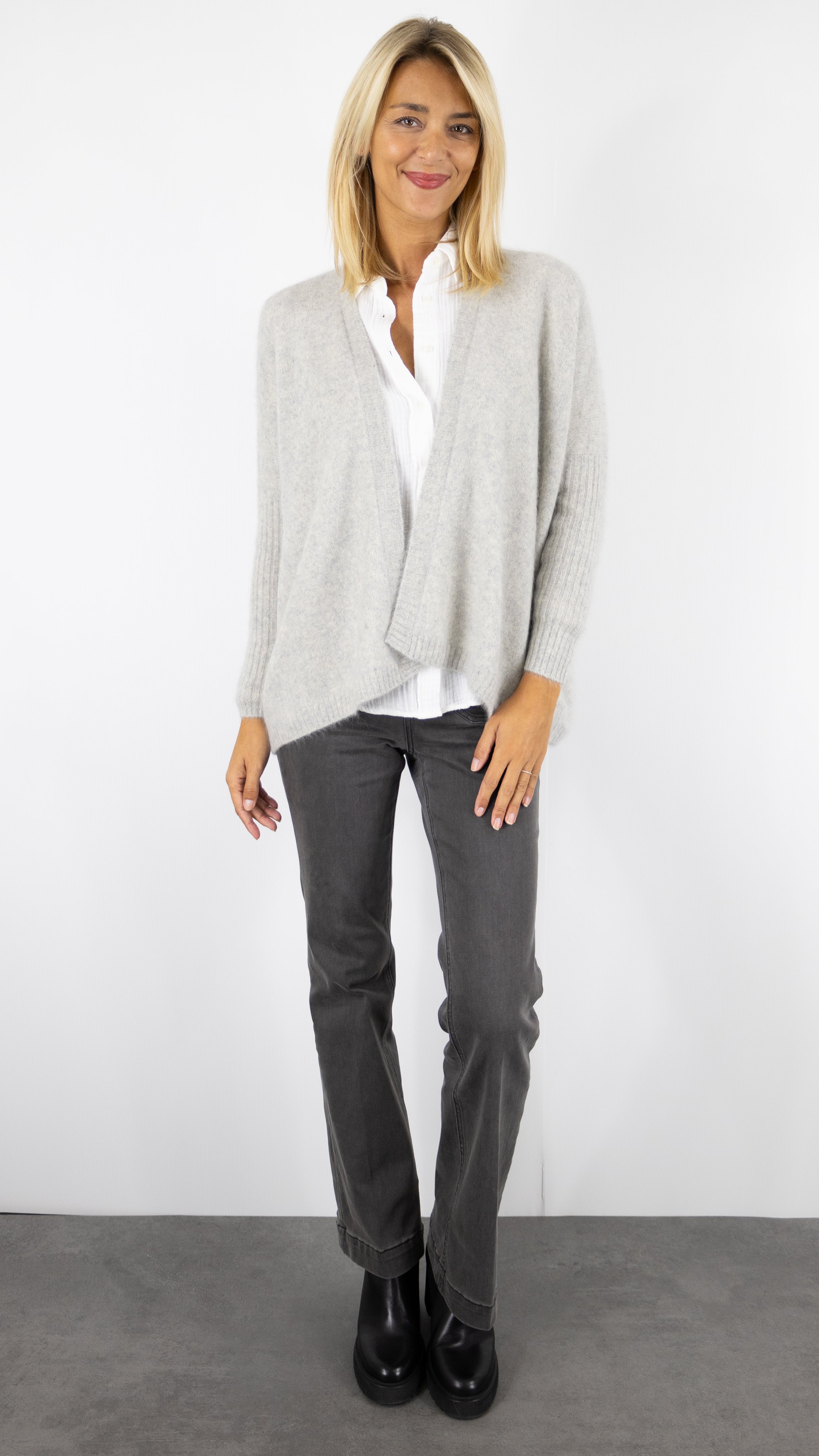 GILET EN RACCOON ESTHEME CKH064H#COLOR_1258/BRUME GRIS CLAIR