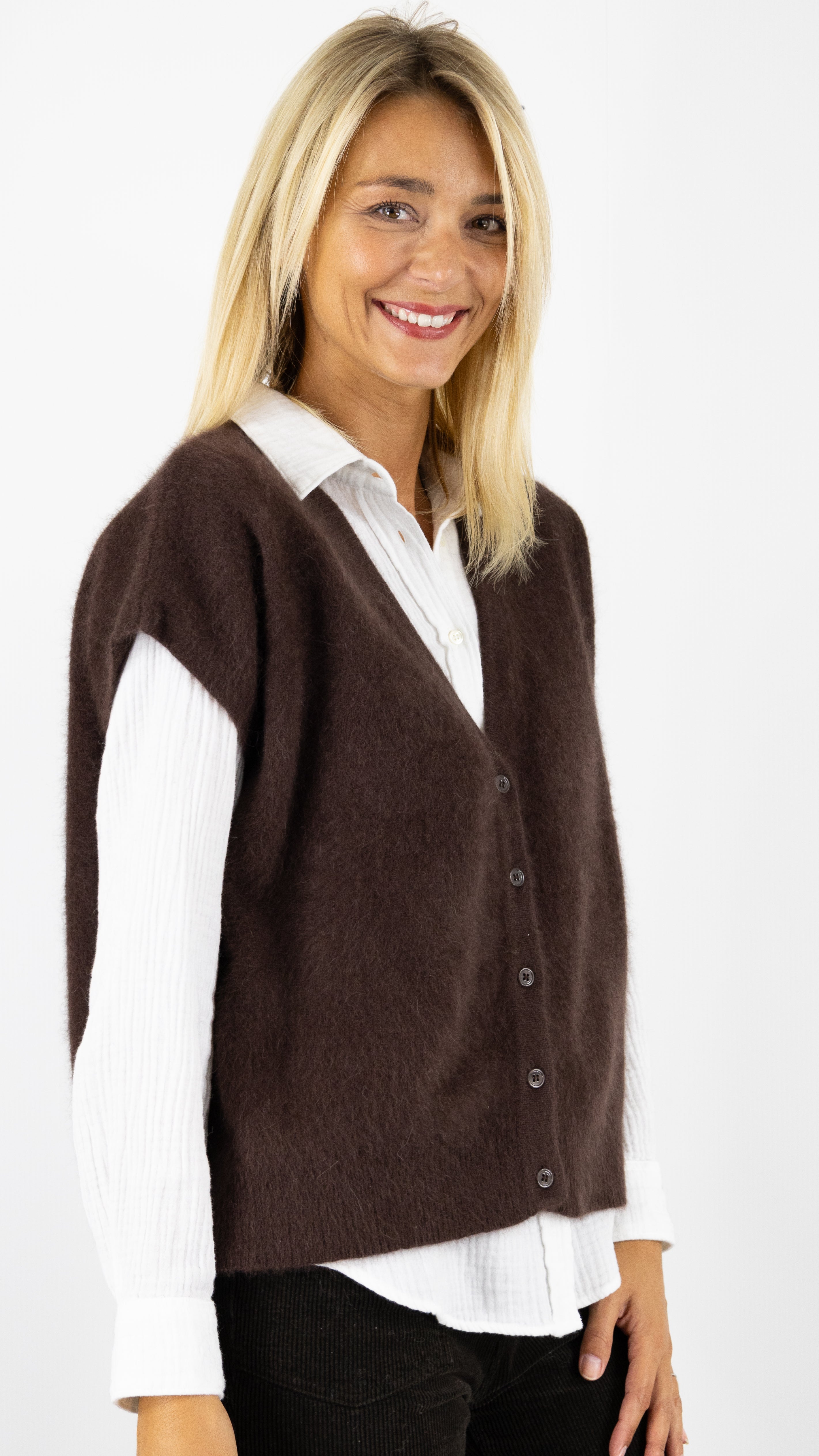 GILET SANS MANCHES EN RACCOON WES2448HR ESTHEME#COLOR_12071/CHOCO