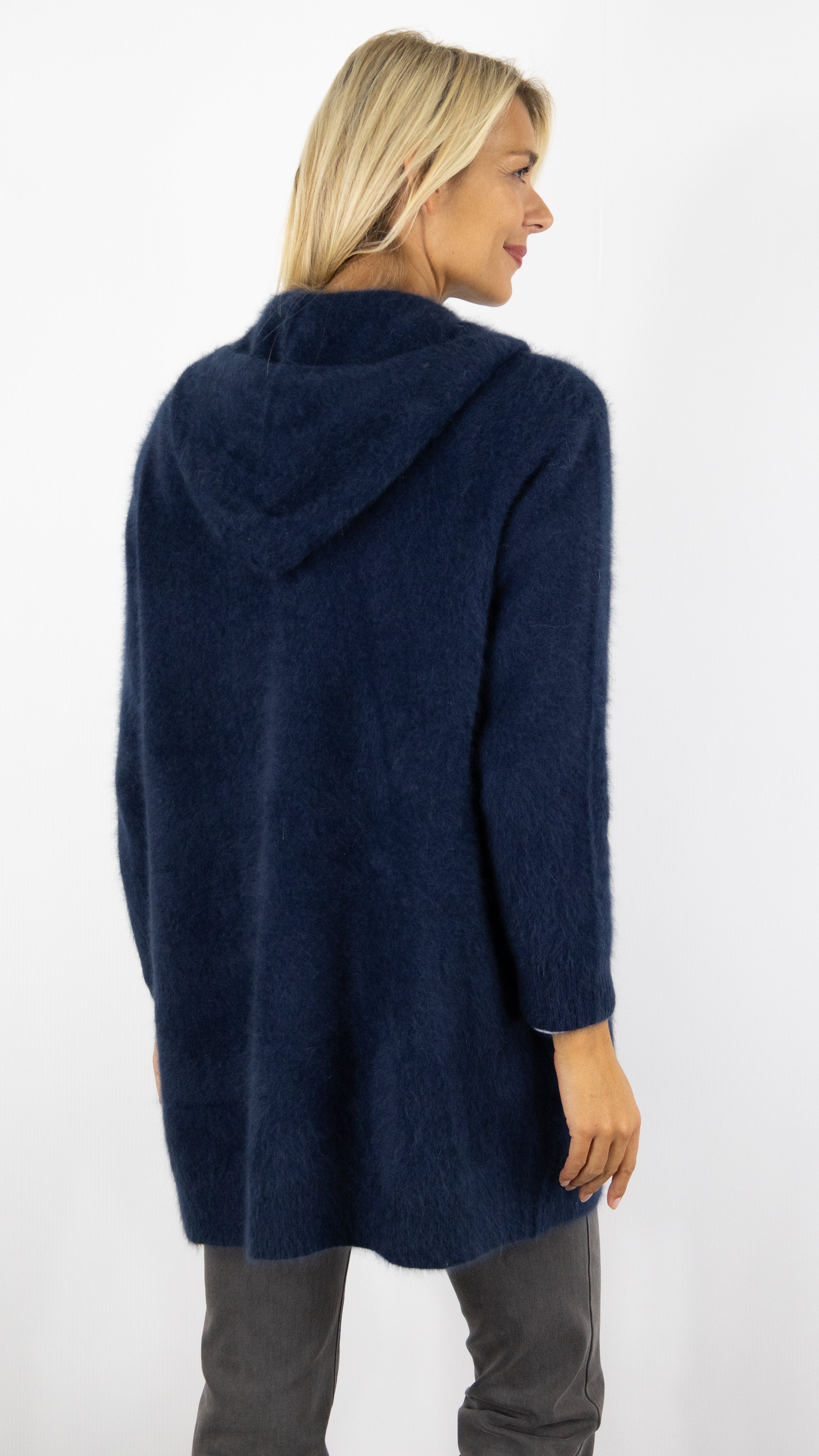 GILET LONG A CAPUCHE EN RACCON ESTHEME WES2294HR#color_1193/NAVY