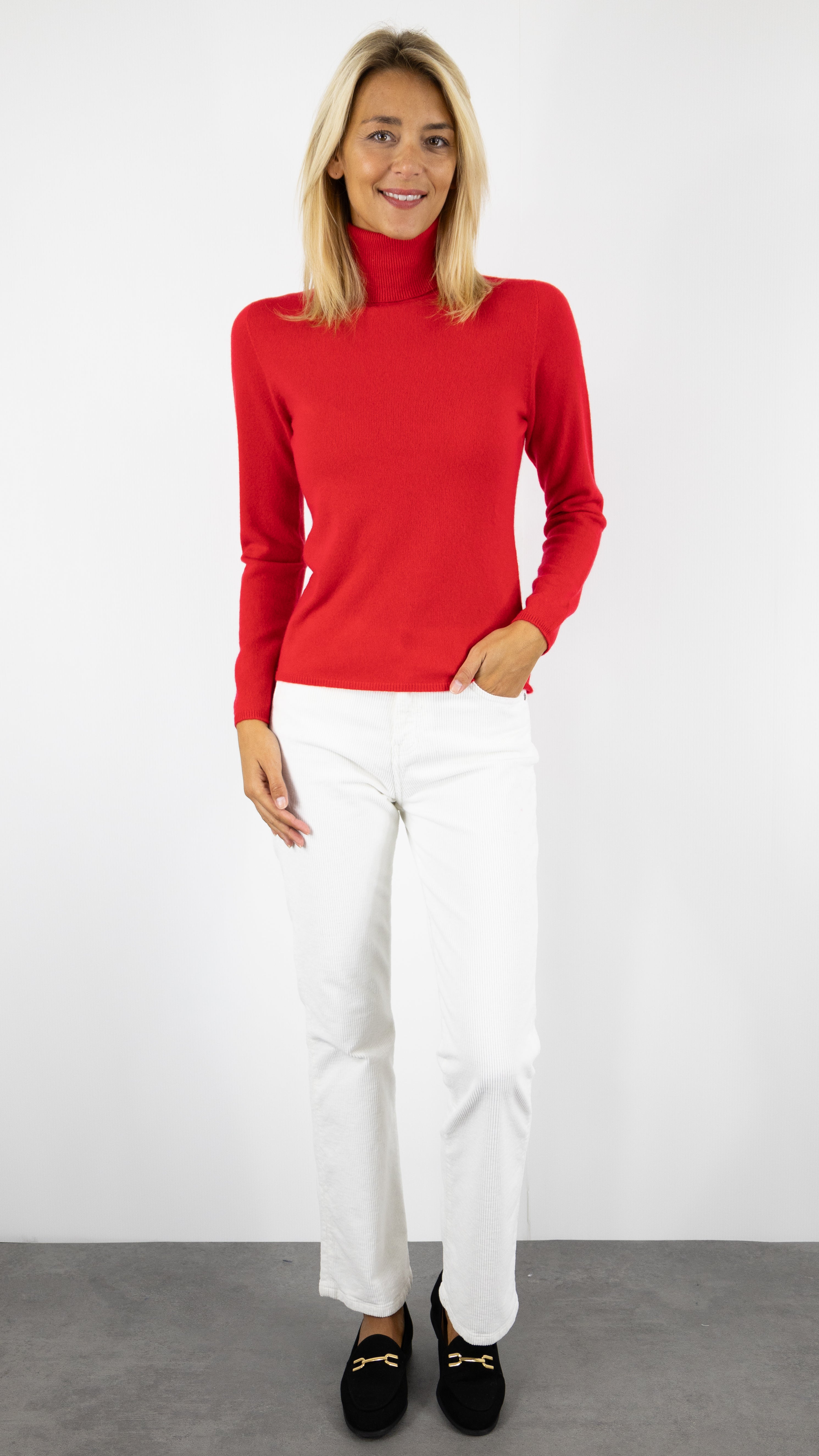 PULL COL ROULE EN CACHEMIRE F01H ESTHEME#COLOR_1342/SCARLET ROUGE