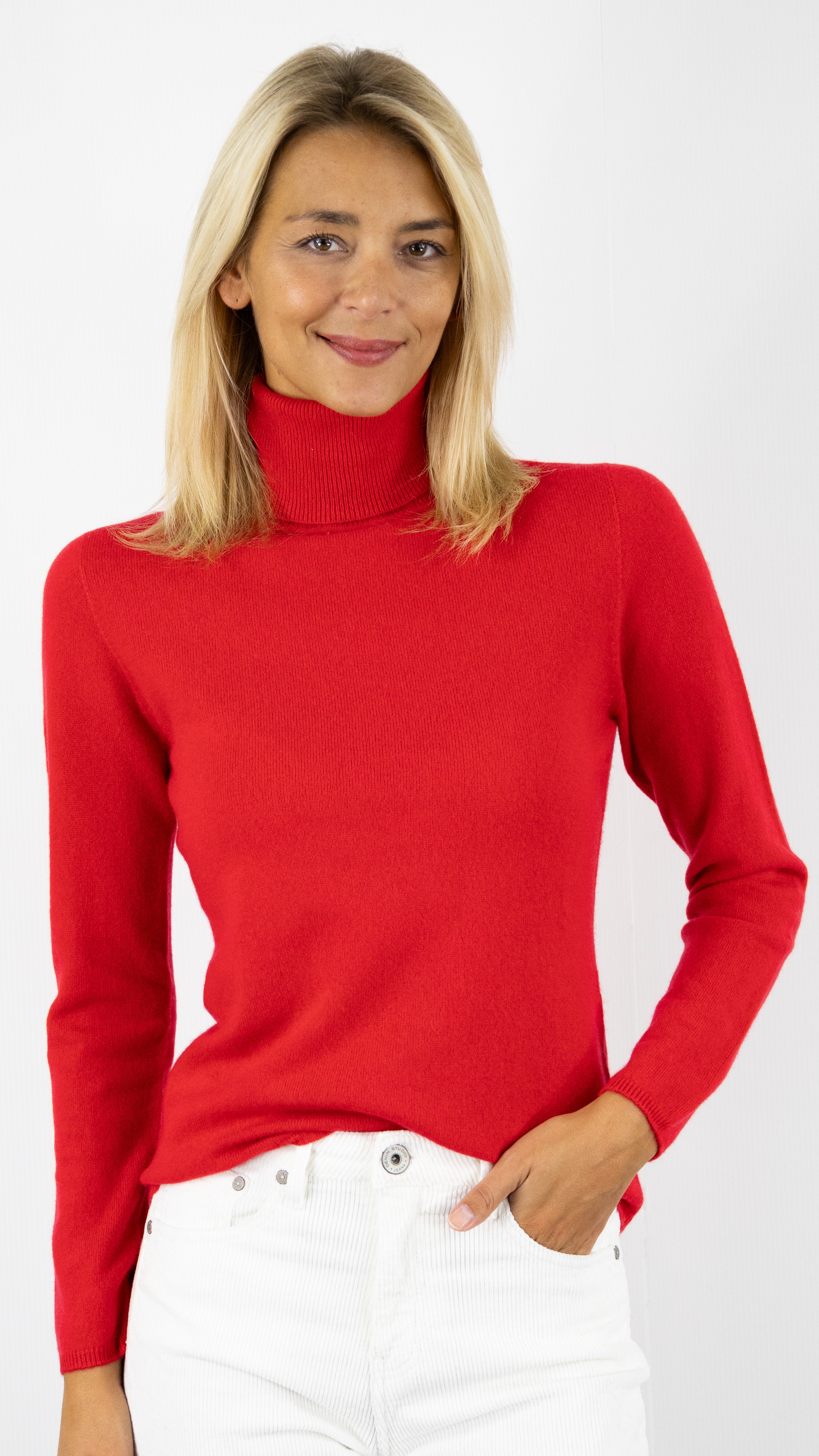 PULL COL ROULE EN CACHEMIRE F01H ESTHEME#COLOR_1342/SCARLET ROUGE