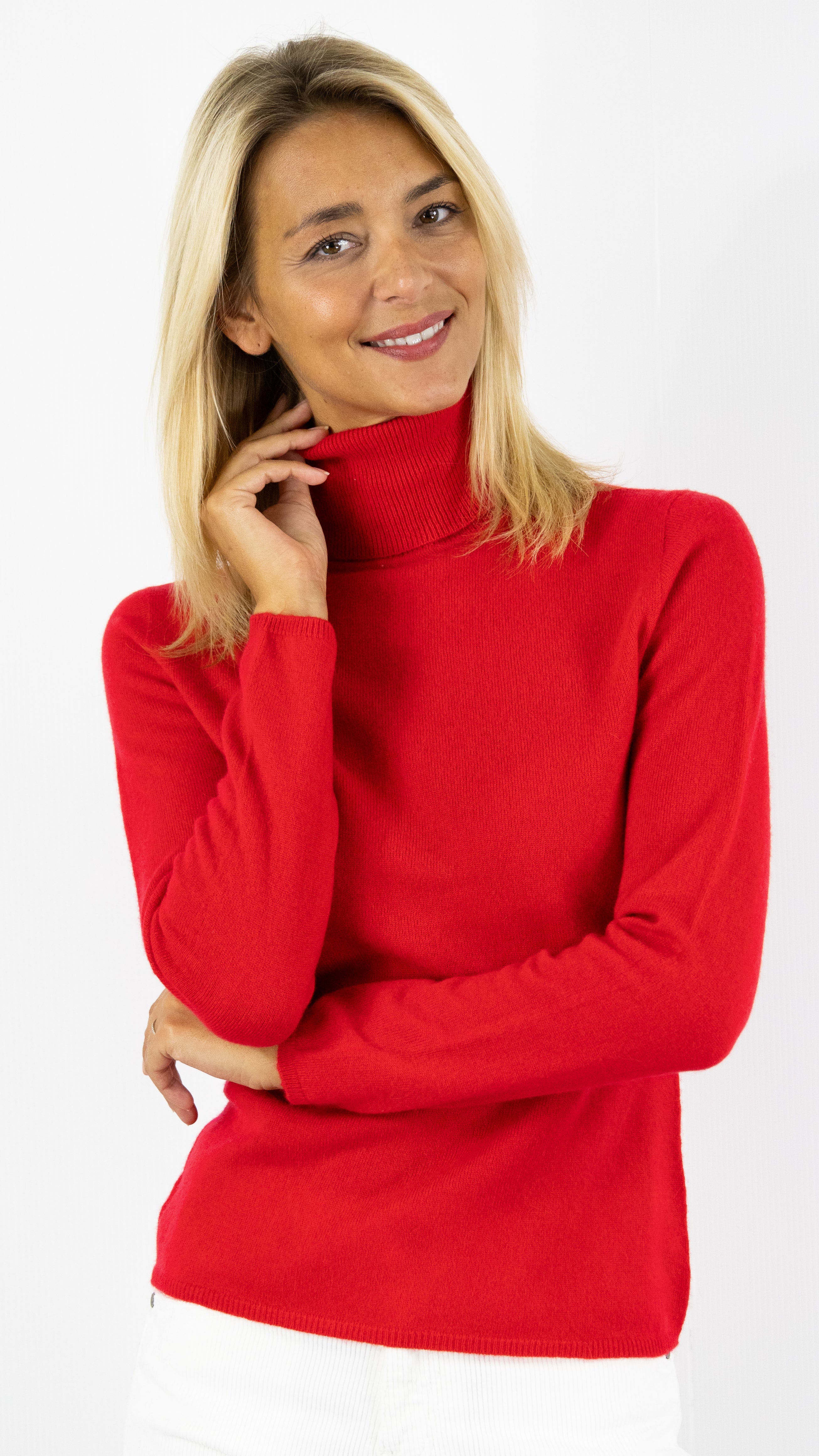 PULL COL ROULE EN CACHEMIRE F01H ESTHEME#COLOR_1342/SCARLET ROUGE