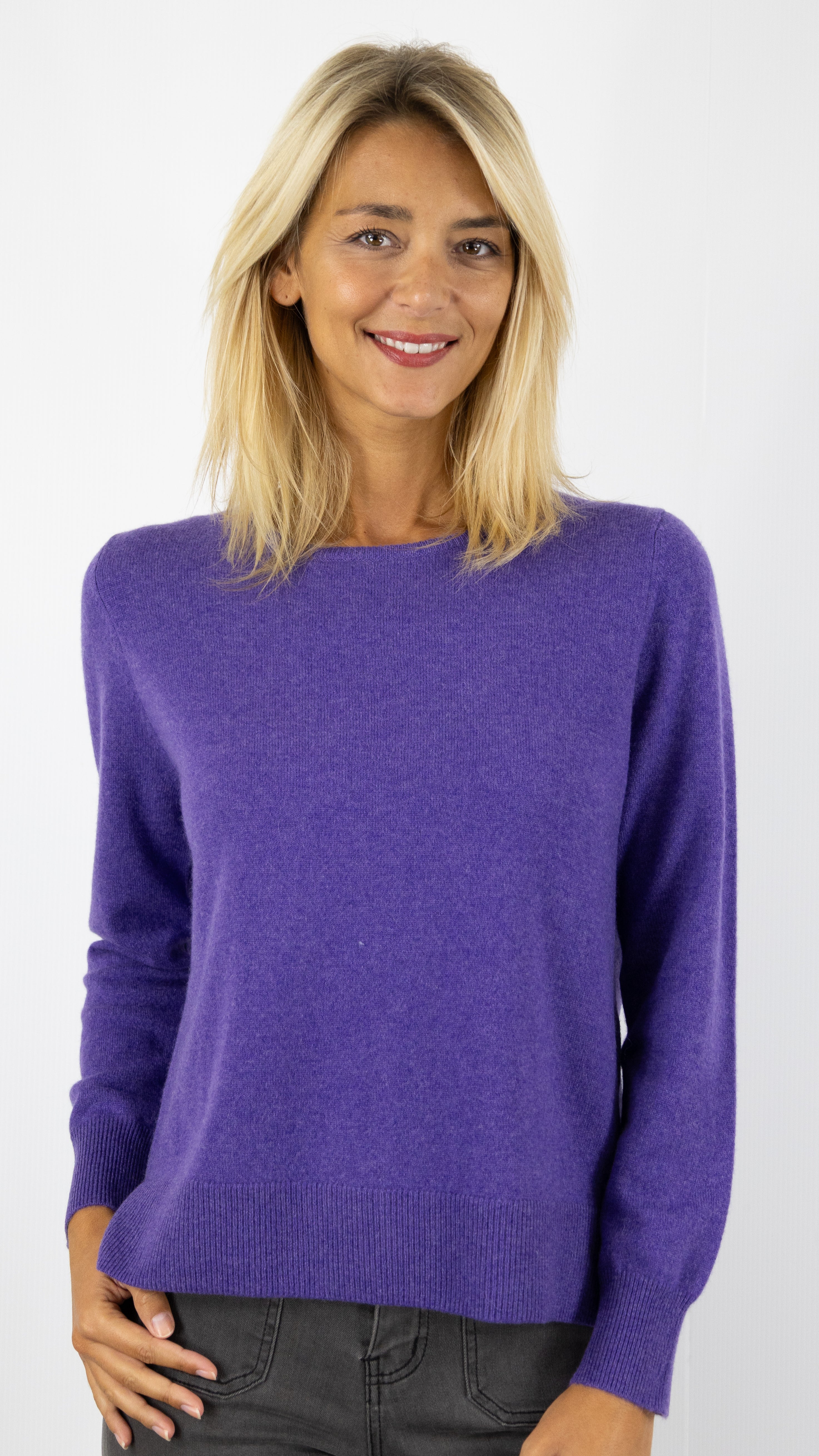 PULL COL ROND EN CACHEMIRE WES246H ESTHEME#COLOR_1345/VIOLETTE