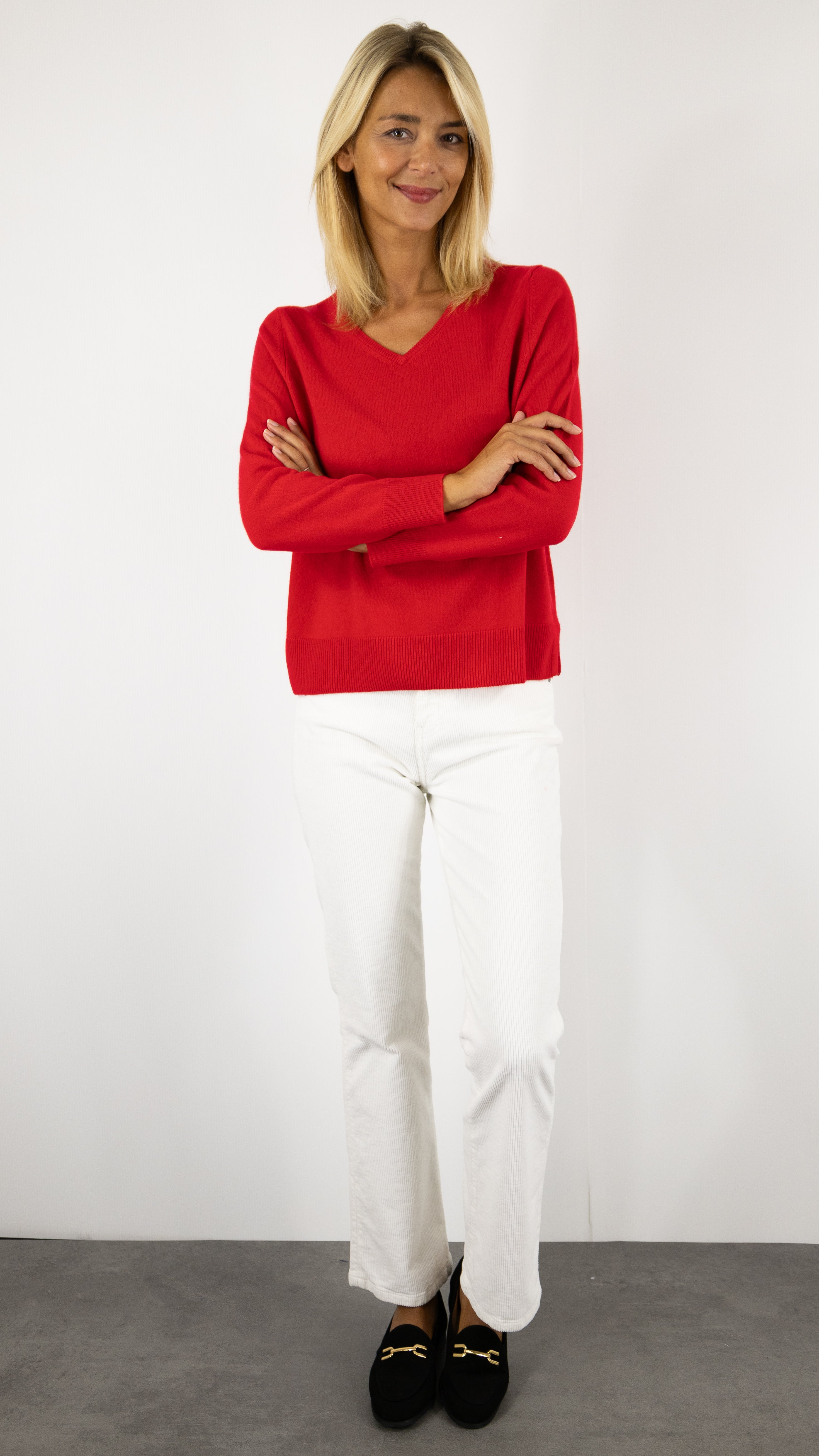 PULL V EN CACHEMIRE WES2407H ESTHEME#COLOR_1342/SCARLET ROUGE