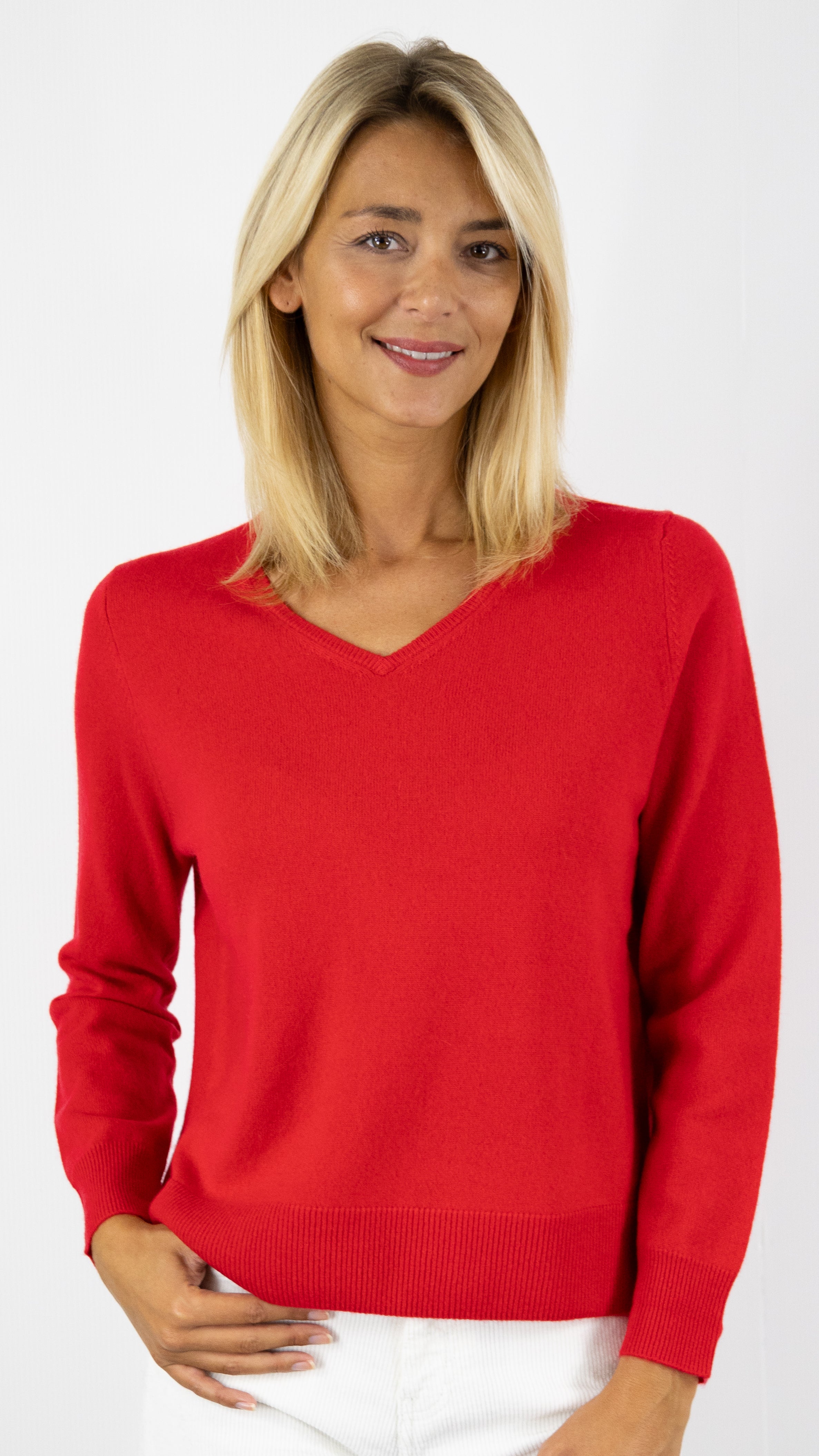 PULL V EN CACHEMIRE WES2407H ESTHEME#COLOR_1342/SCARLET ROUGE