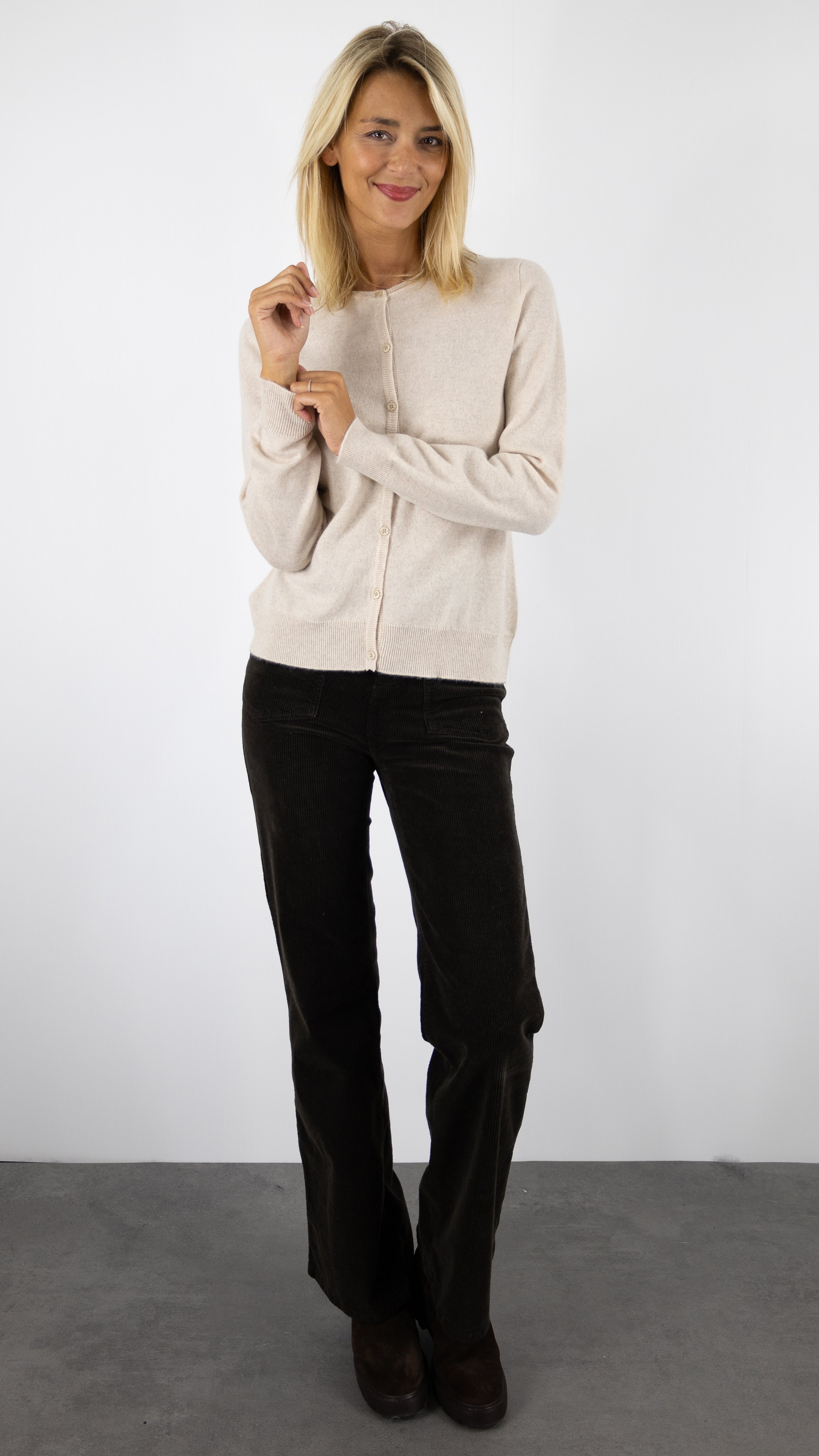 CARDIGAN EN CACHEMIRE WES2489H ESTHEME#COLOR_3273/LIN BEIGE