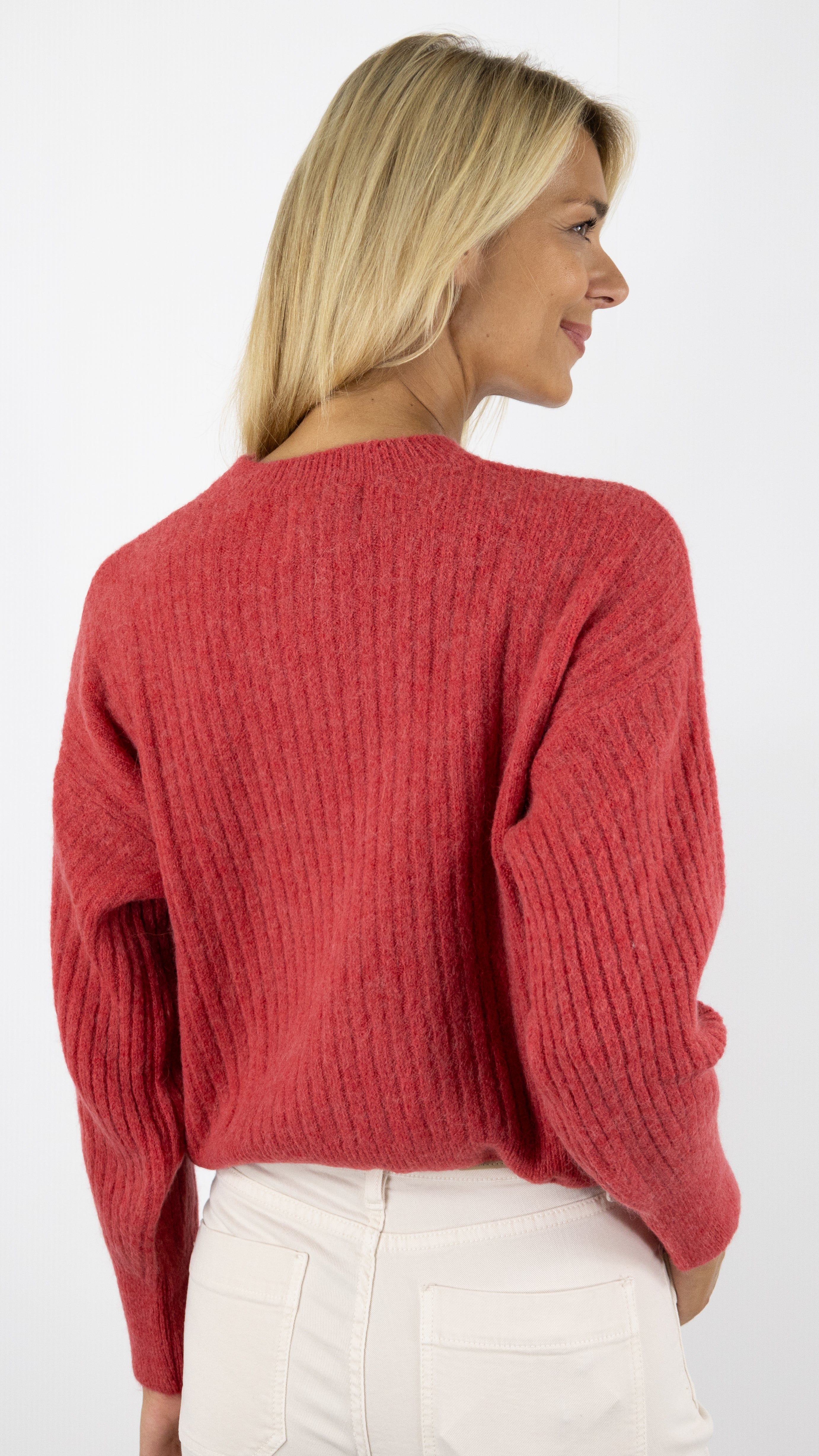 PULL COL ROND MAILLE COTE DE 2 STUDIO PARISIEN 9407#color_BRICK