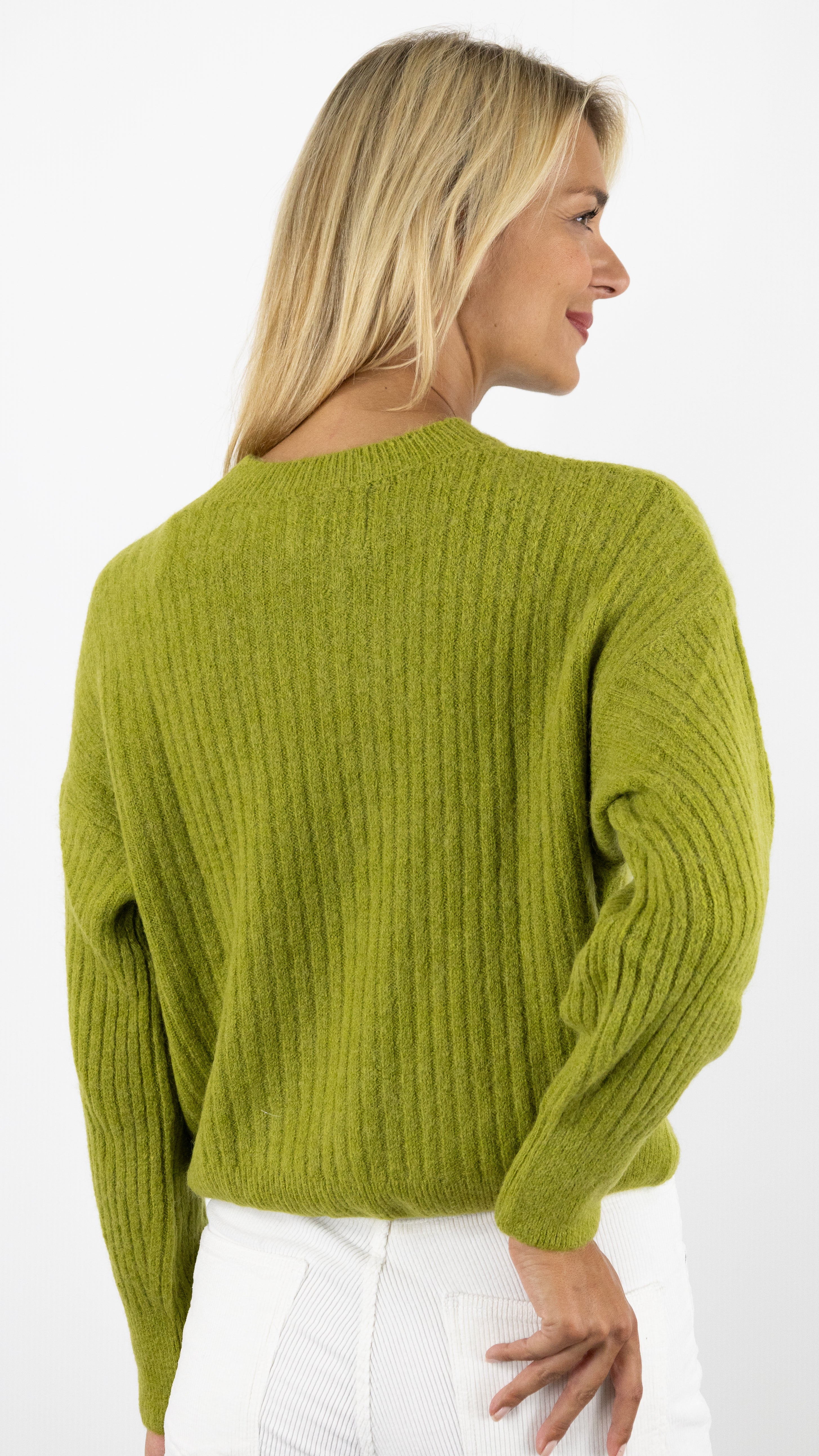 PULL COL ROND MAILLE COTE DE 2 STUDIO PARISIEN 9407#color_TILLEUL