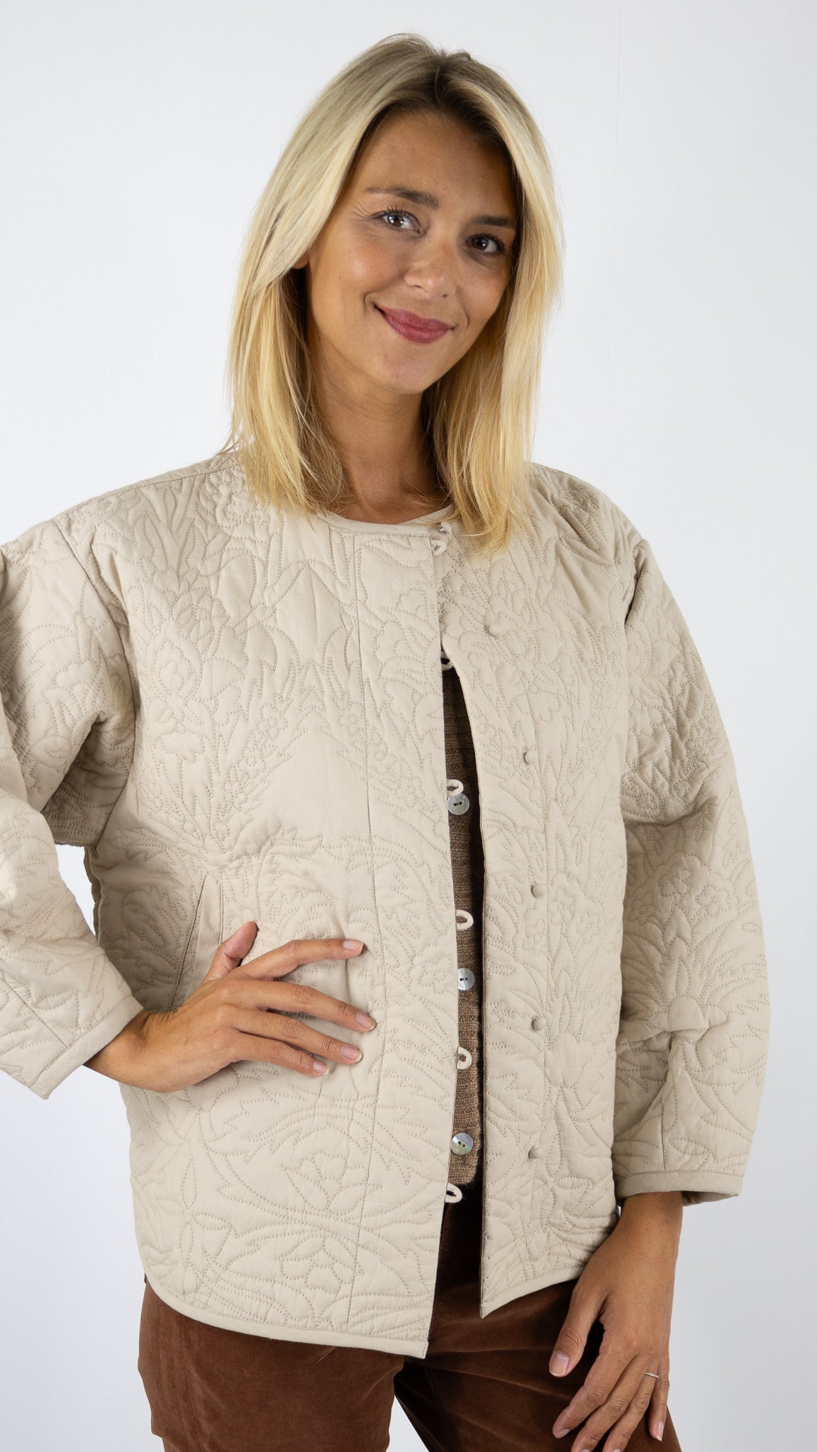 VESTE MATELASSÉE STUDIO PARISIEN CC379 BEIGE 