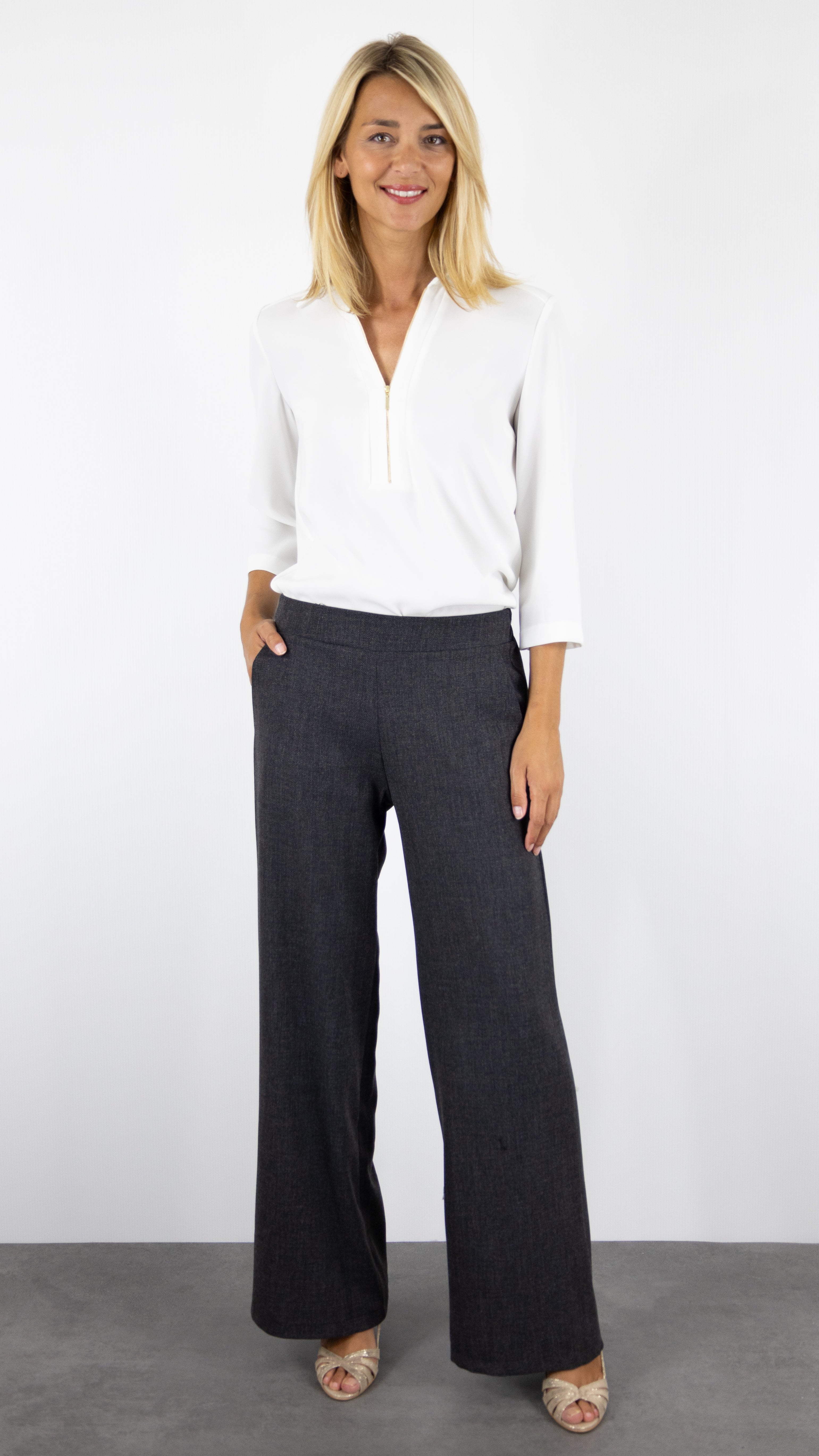 PANTALON TAILLEUR JAMBES LARGES DANEL SCARLET ROOS#COLOR_GRIS