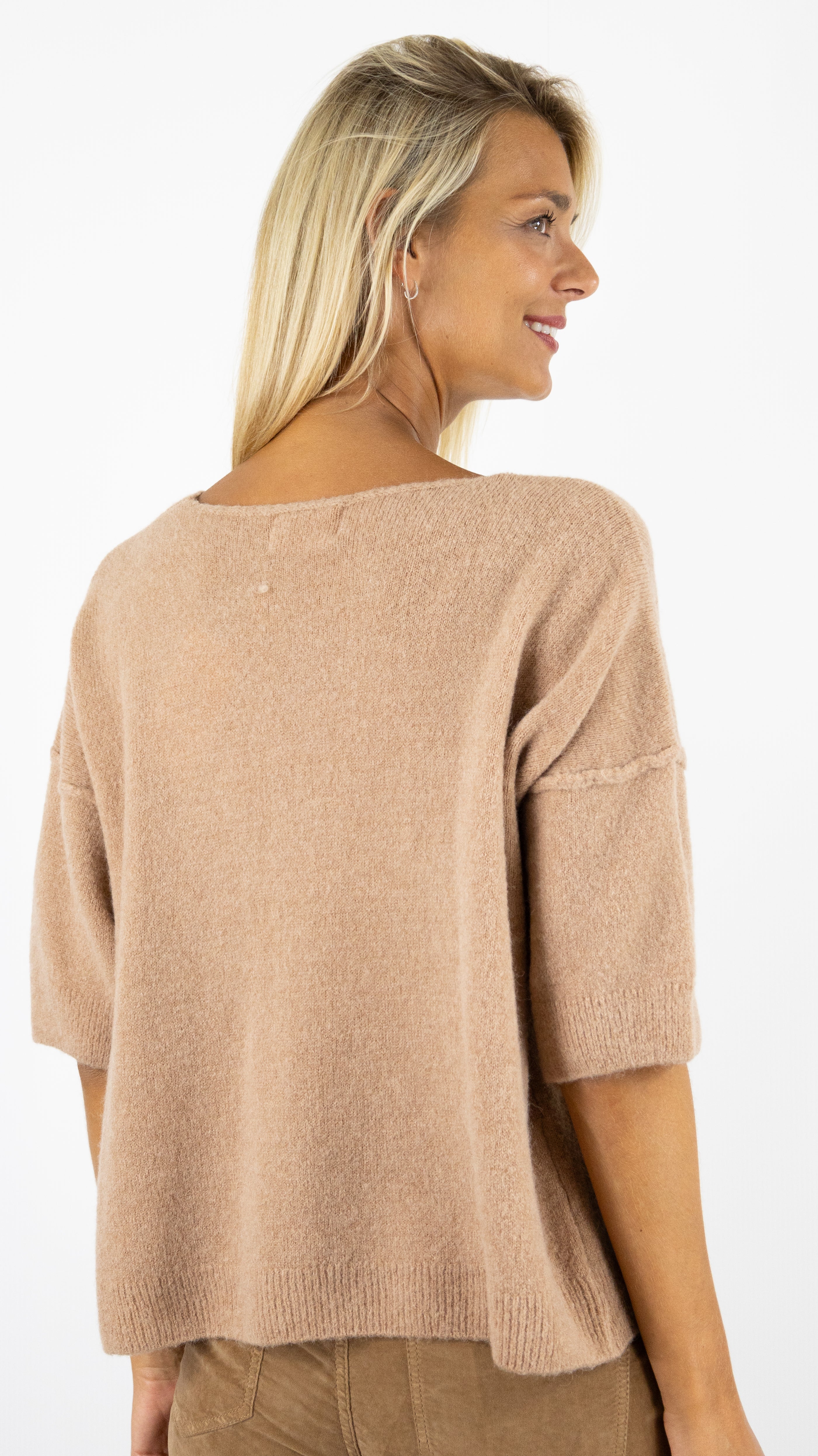 PULL V MANCHES 3/4 MAMOUCHKA 7329#COLOR_CAMEL