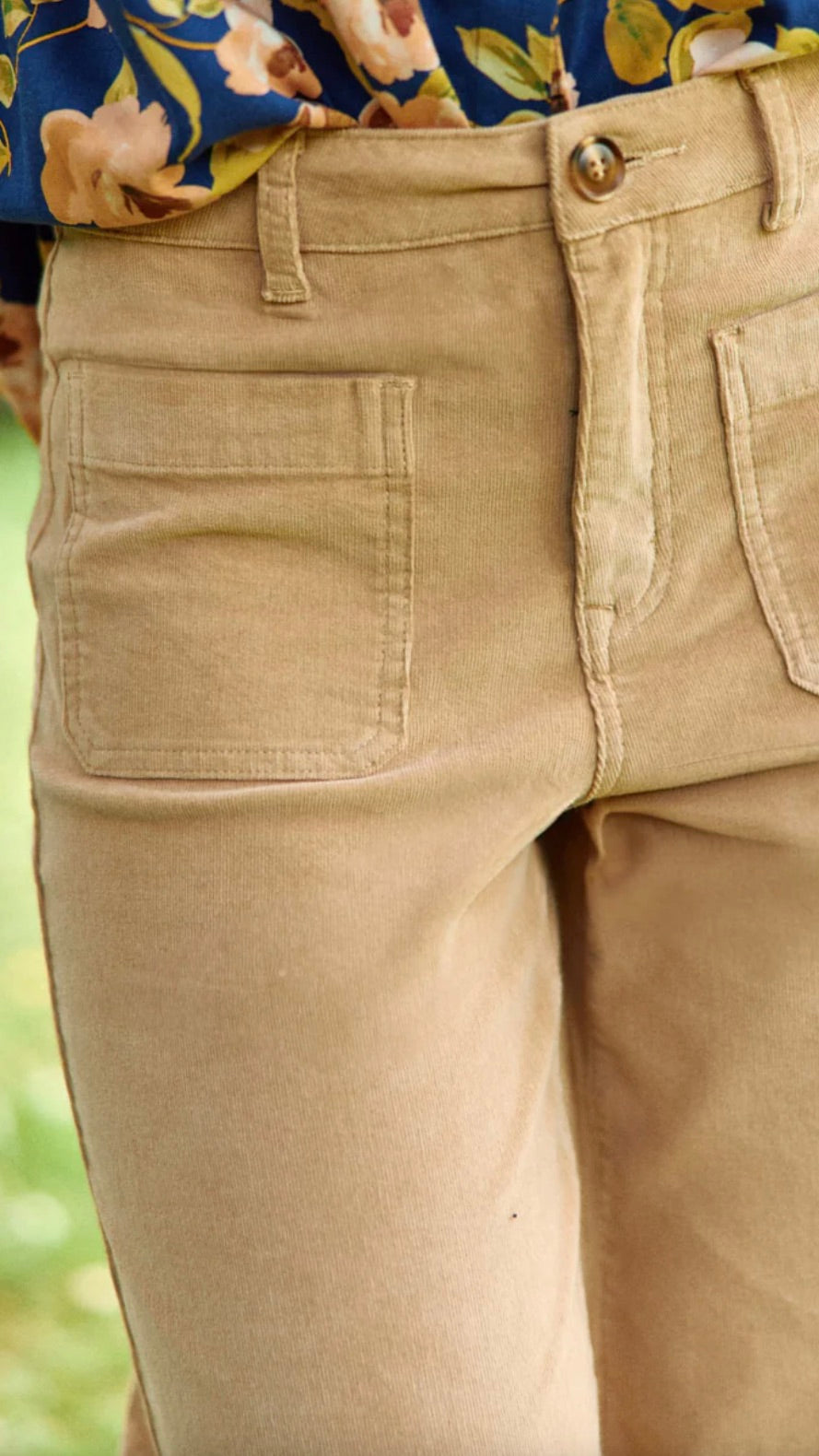 JEANS EVASE EN VELOURS COTELE LA PETITE ETOILE BEIGE 