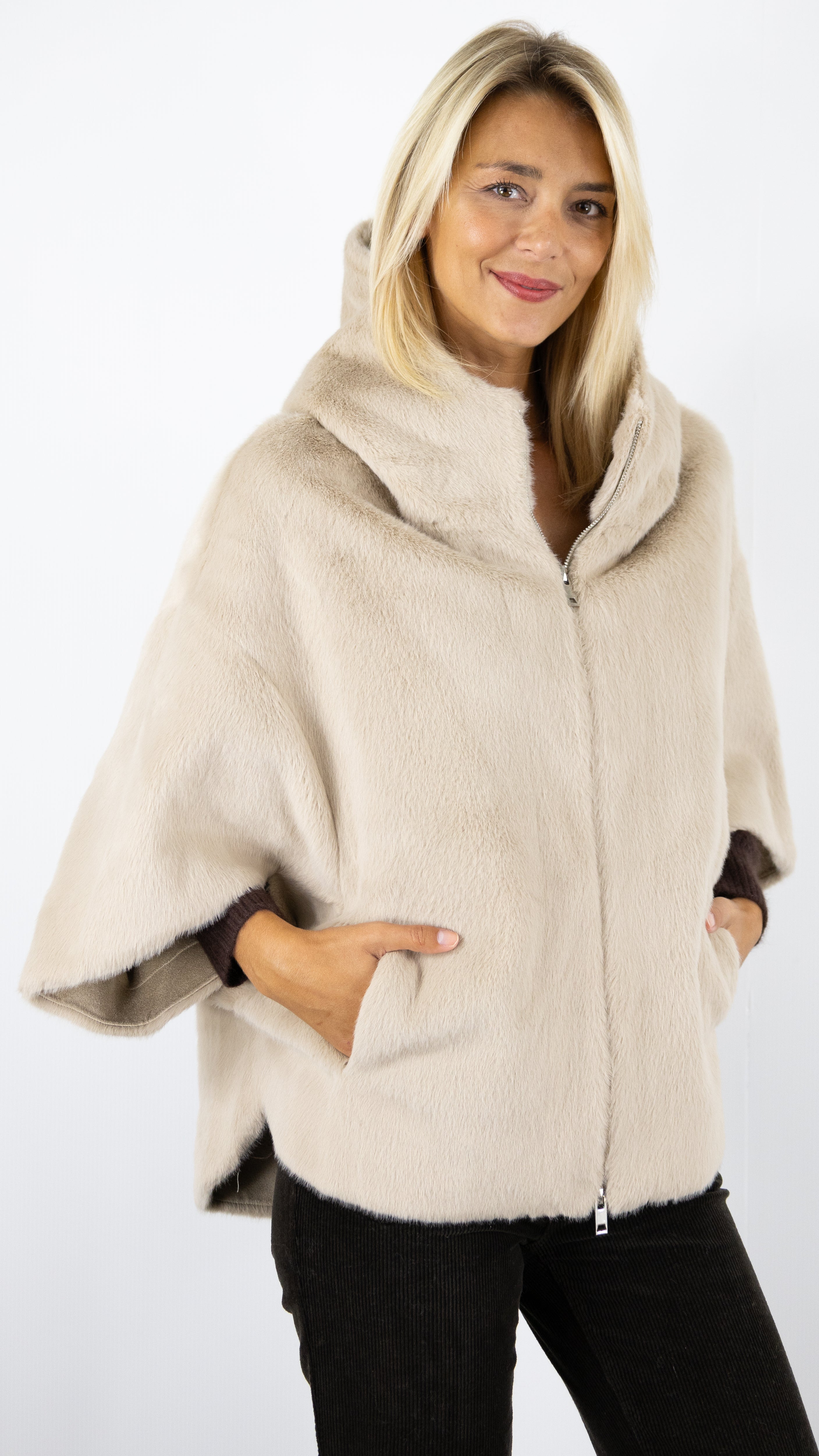 CAPE EN FAUSSE FOURRURE 928PM LOU ANDREA#COLOR_1500/BEIGE