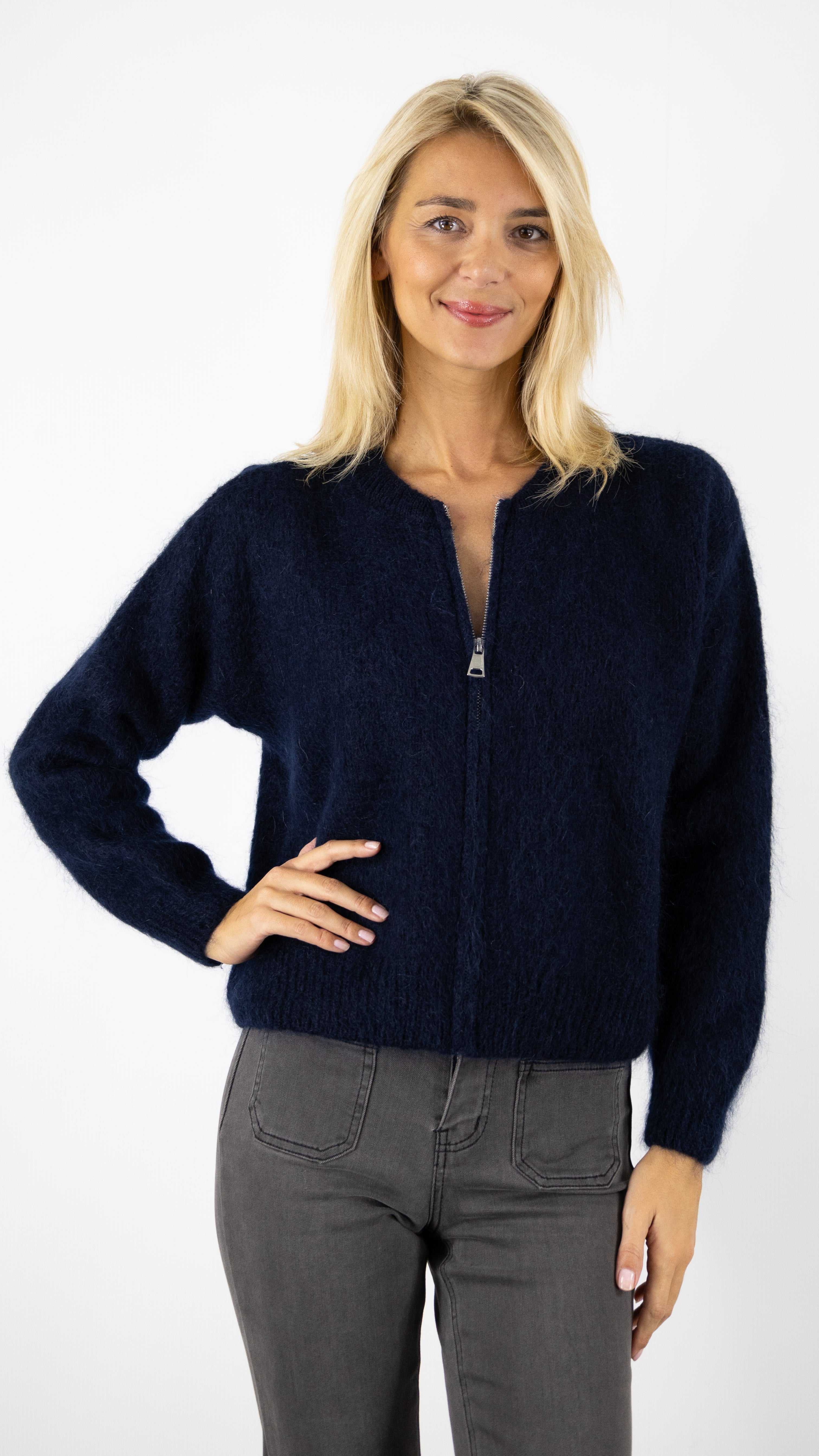 GILET ZIPPE EN MOHAIR NAIS 11005#COLOR_MARINE