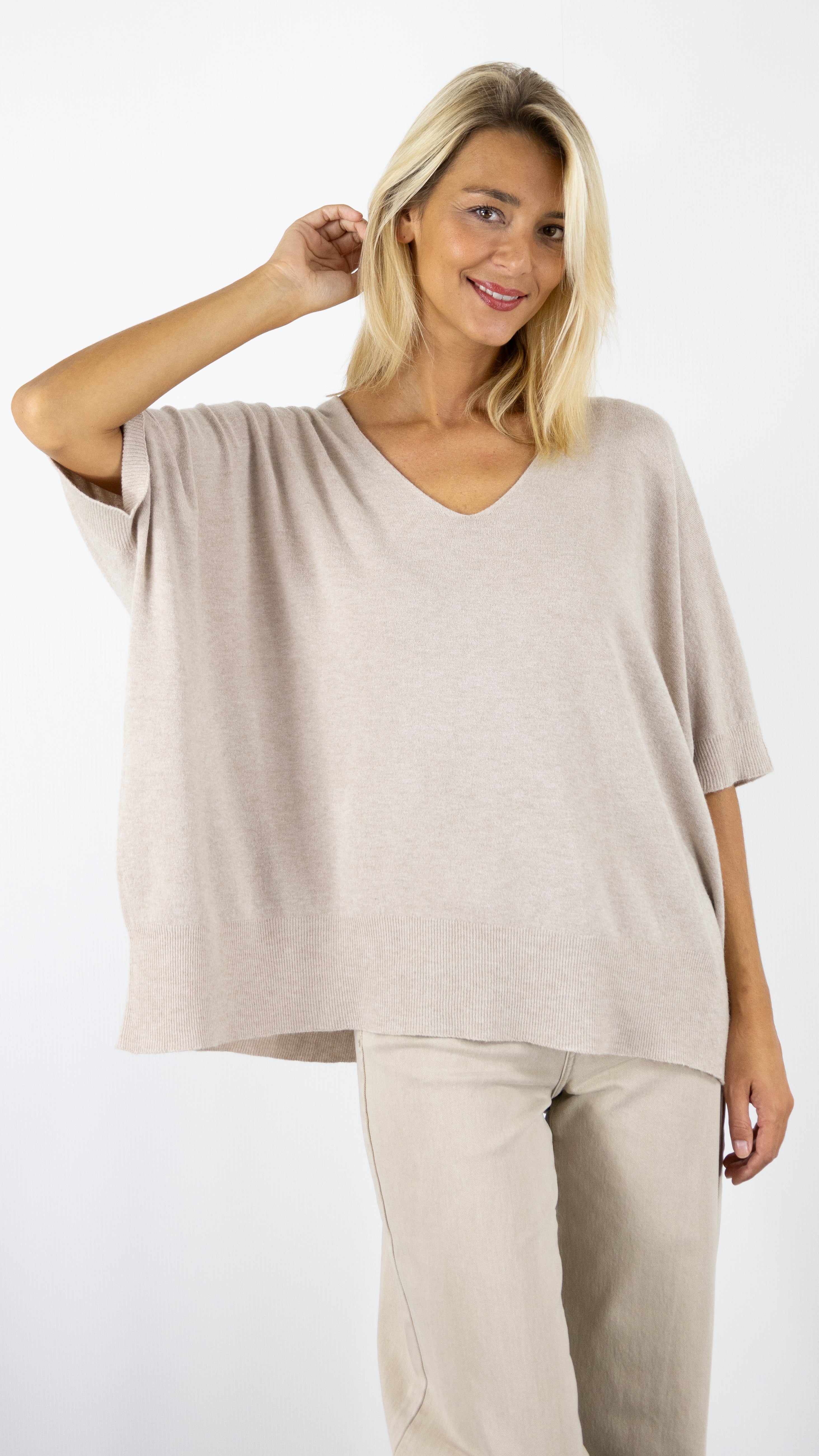 PULL V OVERSIZE BEIGE MAX & ENJOY 520124