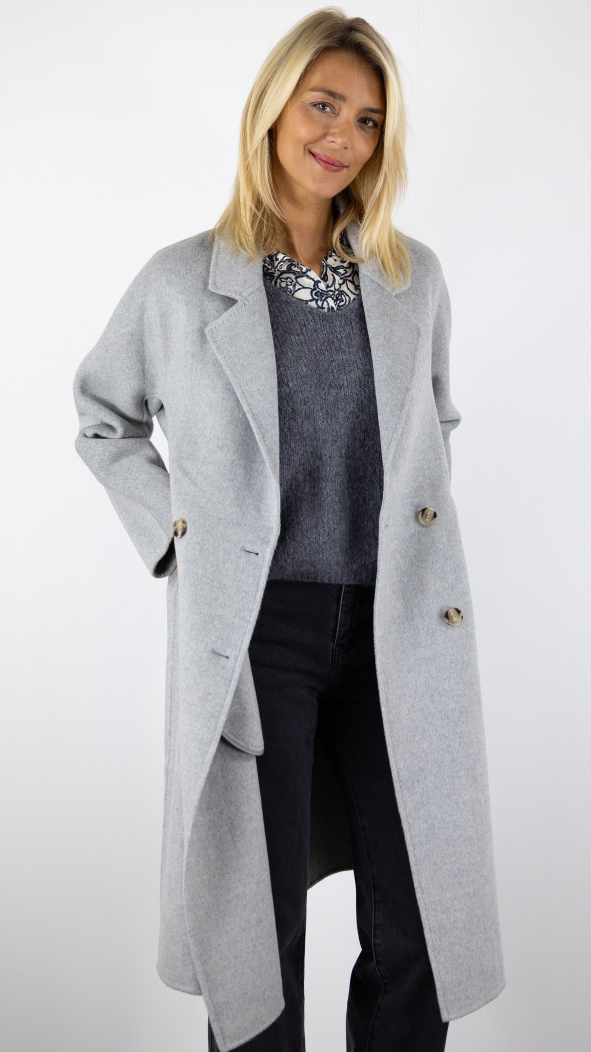 MANTEAU LONG EN LAINE GRIS  VOUS 721 