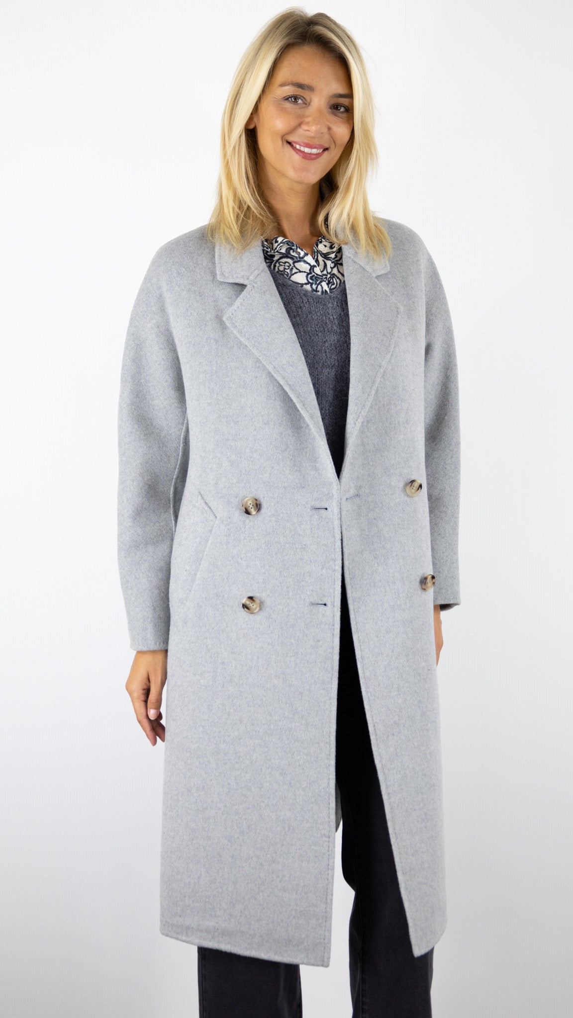 MANTEAU LONG EN LAINE GRIS  VOUS 721 