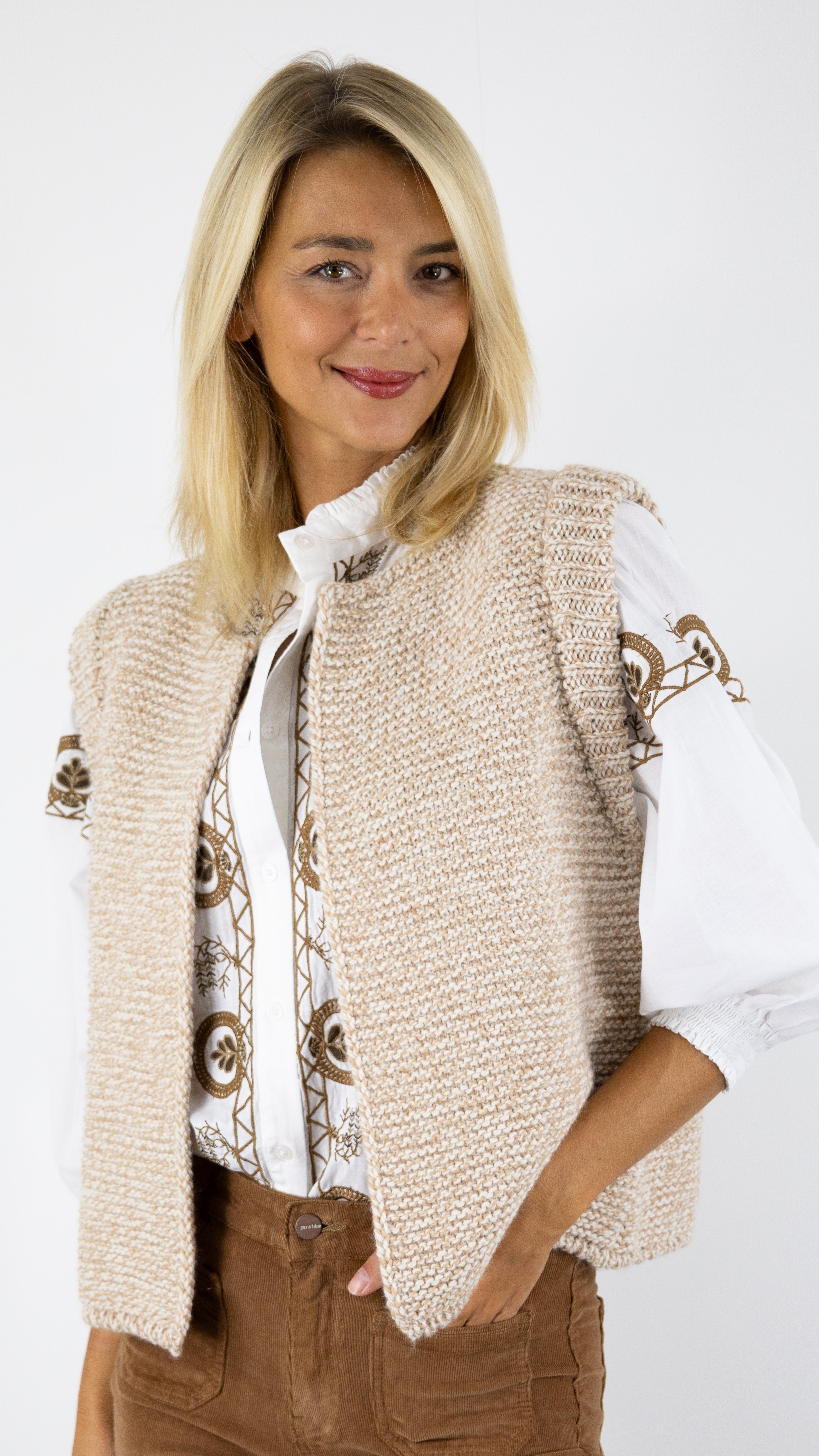 CARDIGAN SANS MANCHES AN'GE LEGRINGOU BEIGE 