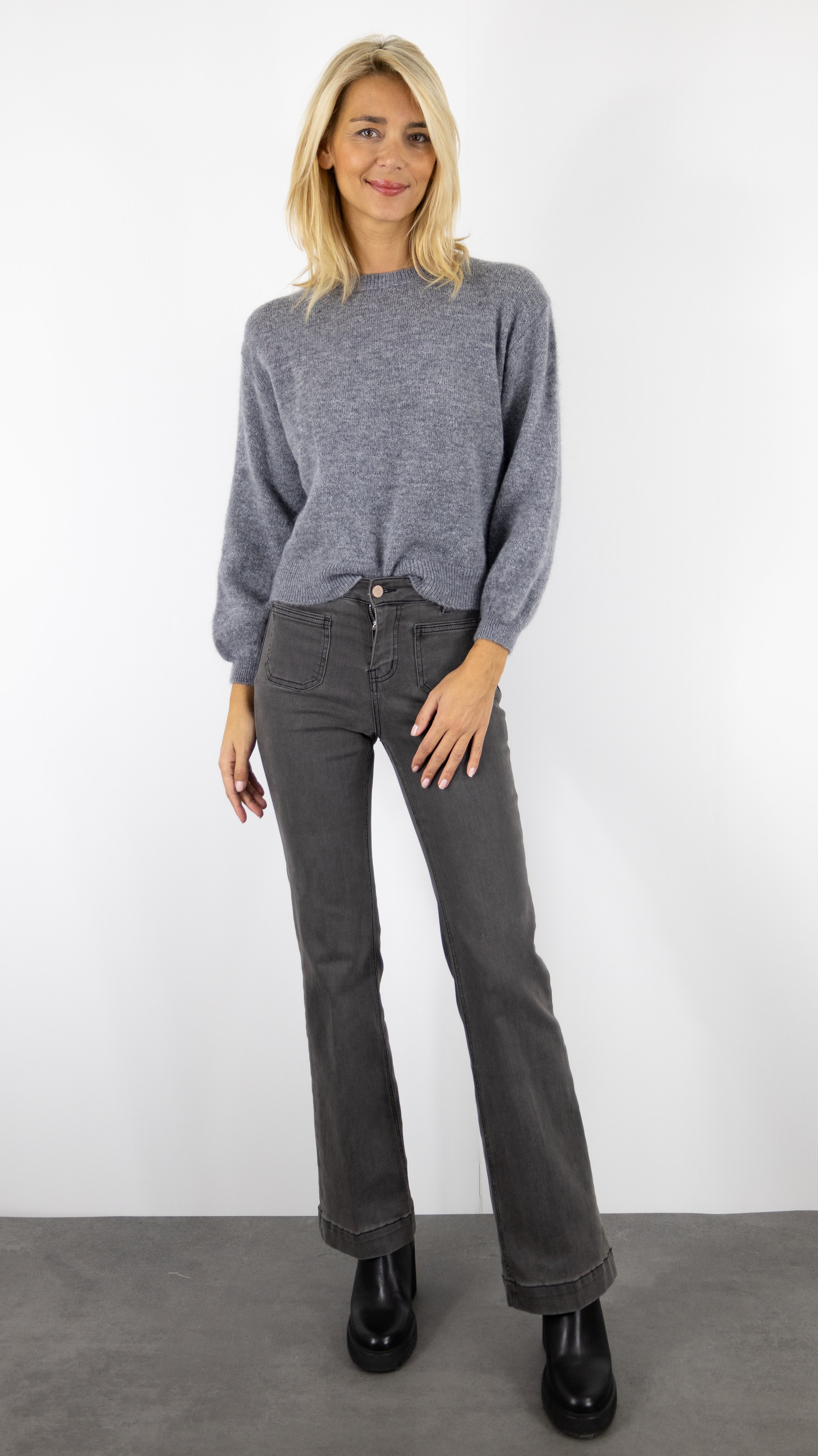 PULL COL ROND COURT NAIS 19376#COLOR_GRIS