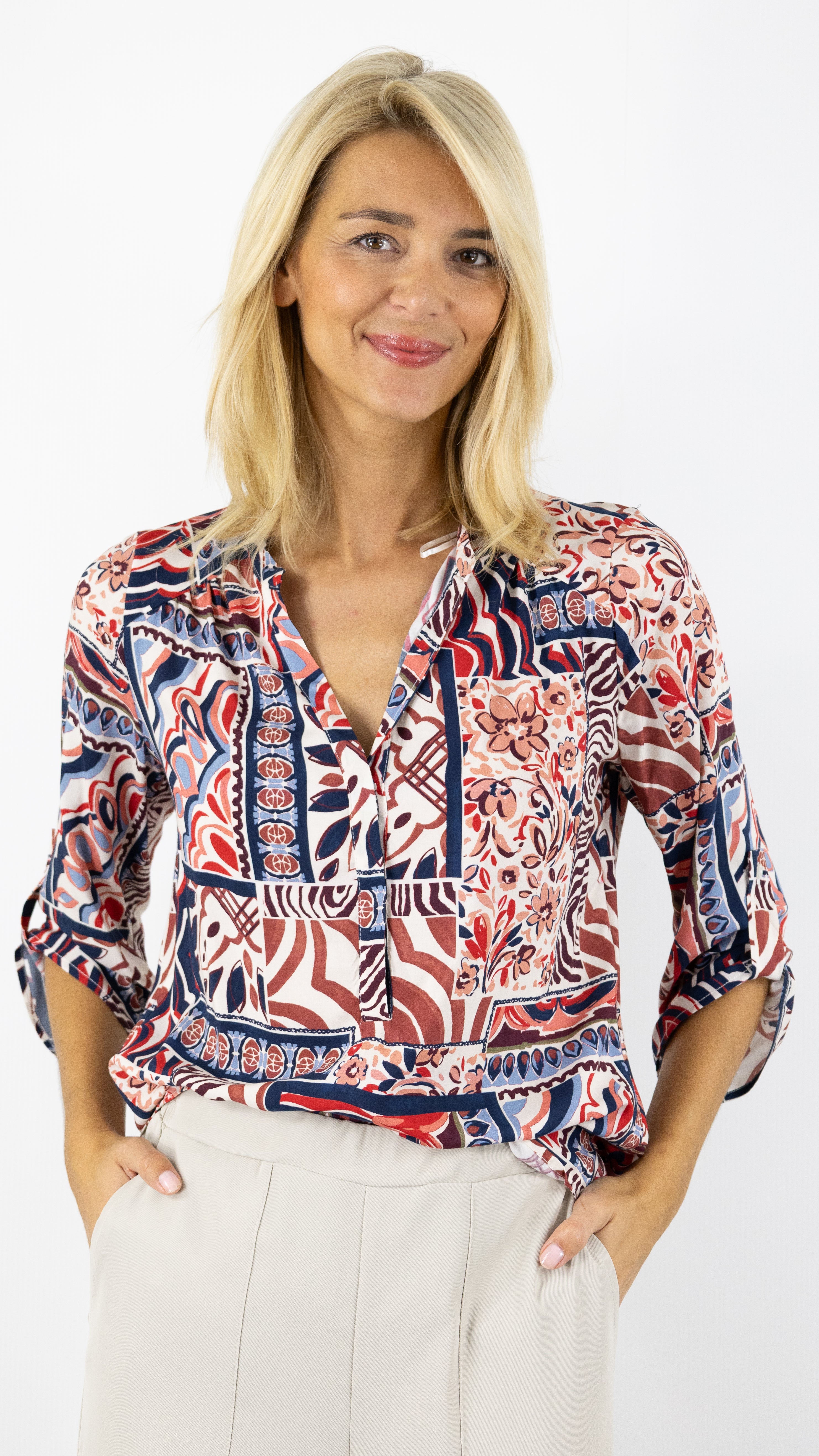 BLOUSE IMPRIMEE SOUPLE LILI EMA BLUES#FLORAL MARINE/BORDEA