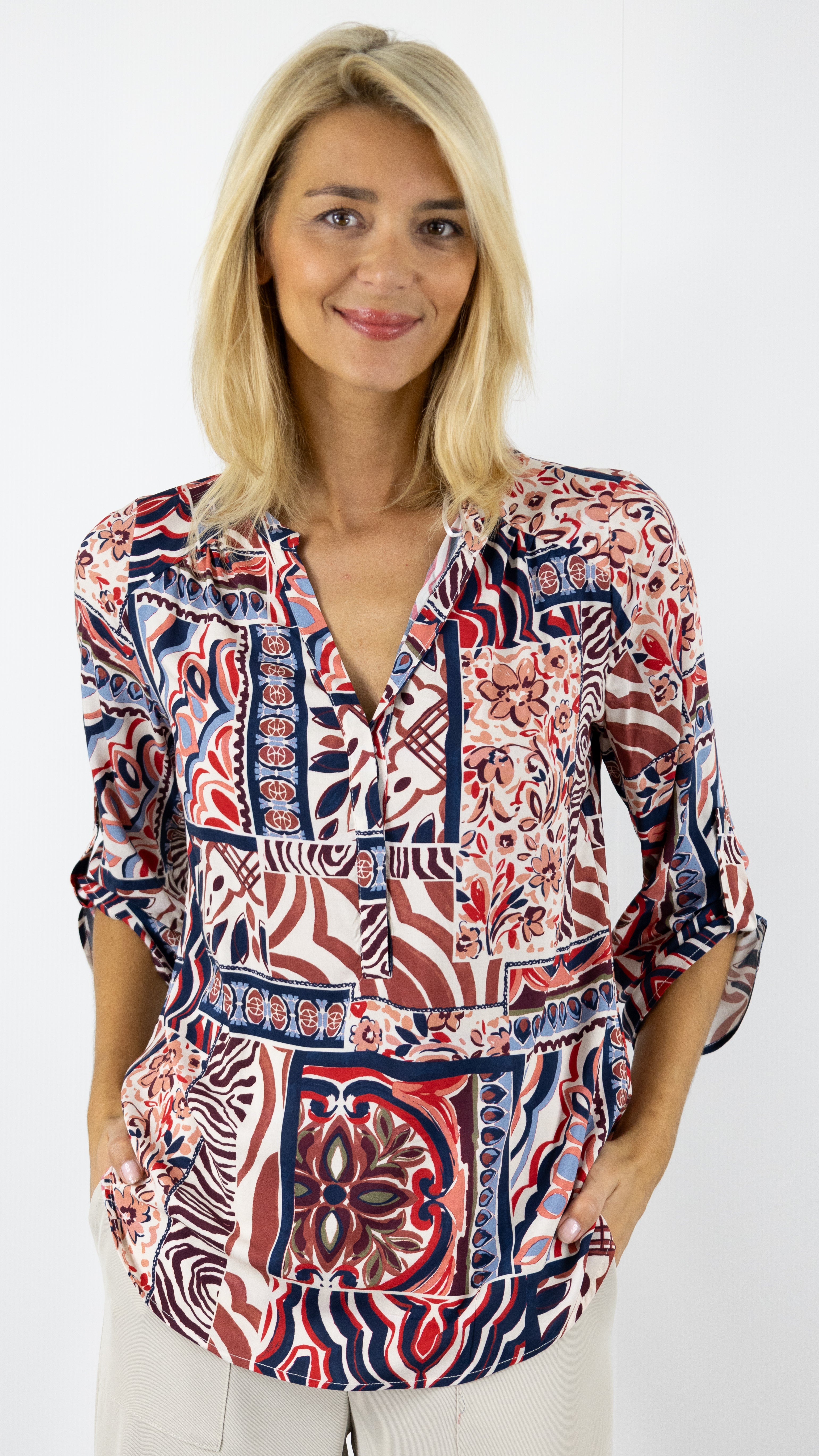 BLOUSE IMPRIMEE SOUPLE LILI EMA BLUES#FLORAL MARINE/BORDEA