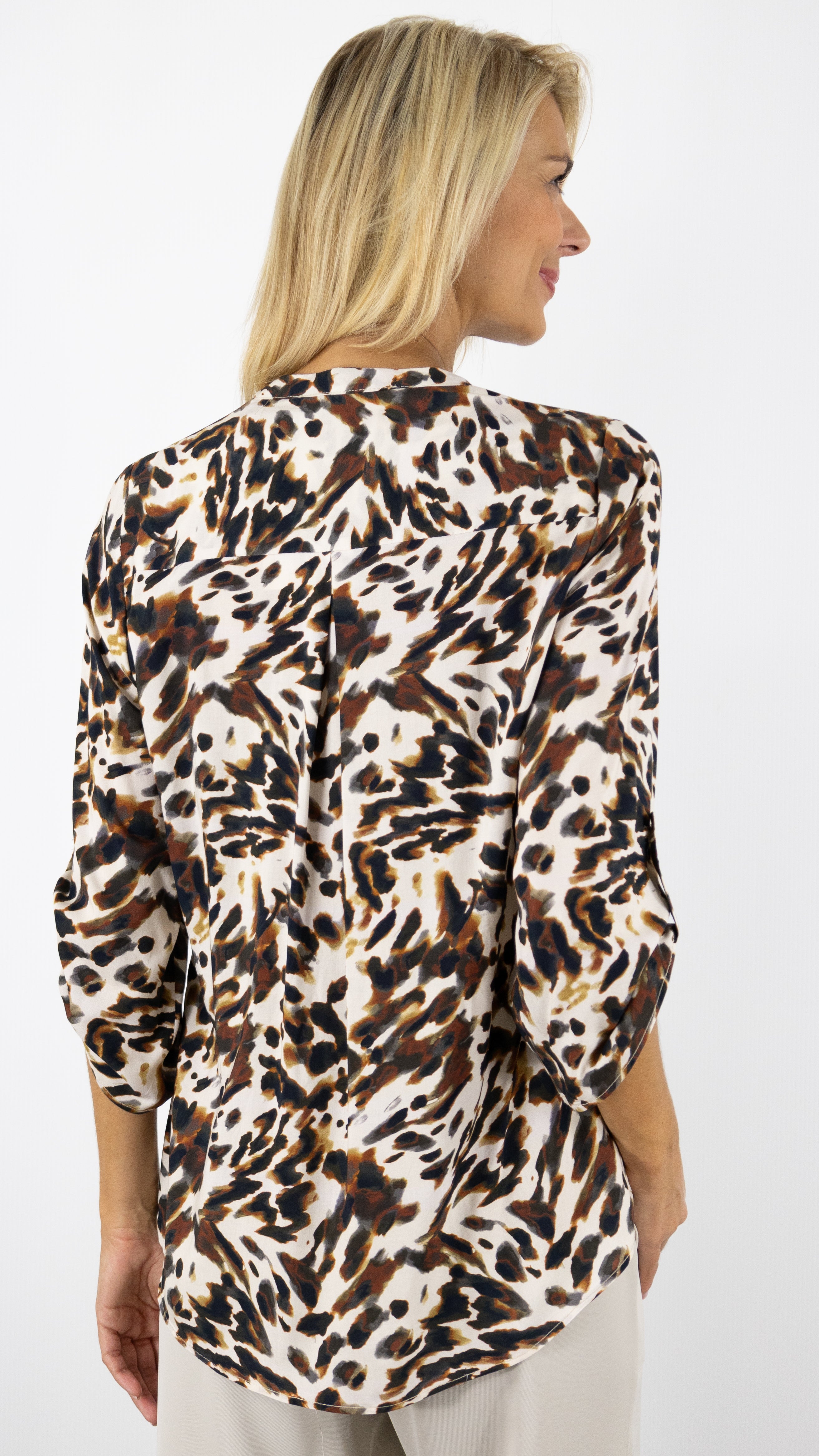 BLOUSE IMPRIMEE SOUPLE LILI EMA BLUES#LEOPARD CHOCO/NR