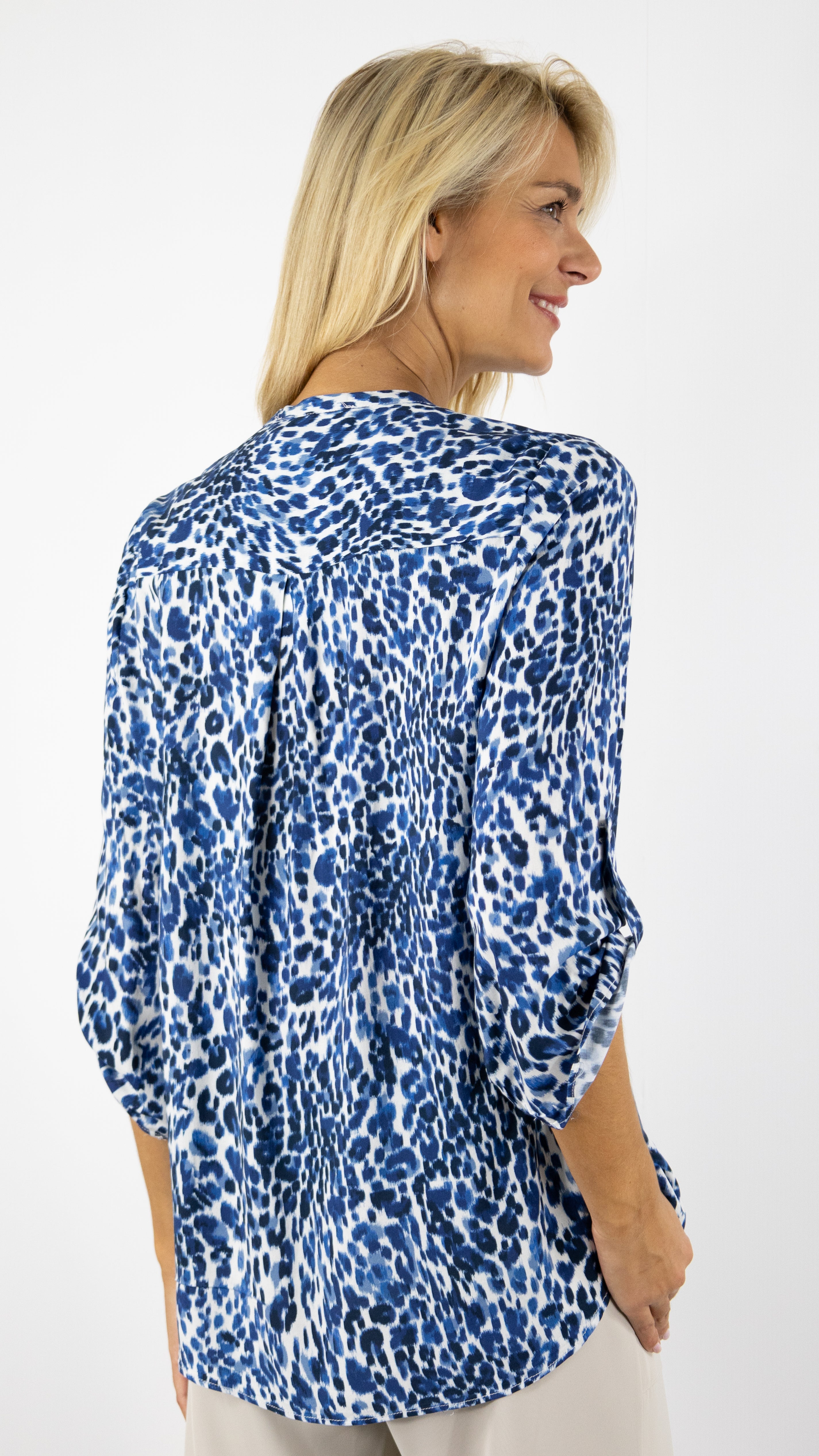 BLOUSE IMPRIMEE SOUPLE LILI EMA BLUES#LEOPARD INDIGO